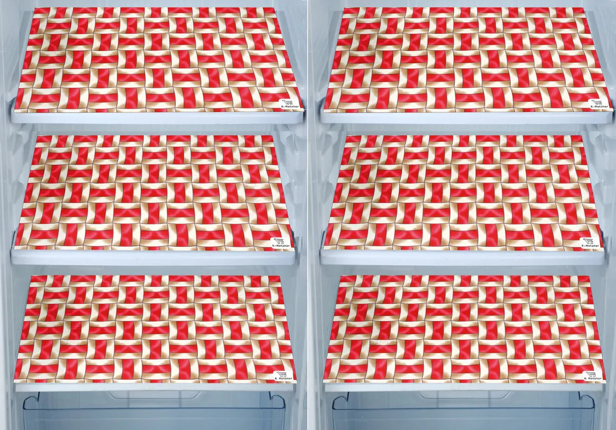 Set of 6 Pcs. Multipurpose Mats/Fridge Mats/Refrigerator Drawer Mats (Material-PP, Color- RED MAT  , Size-17.5X11.5 Inches) from G DECOR