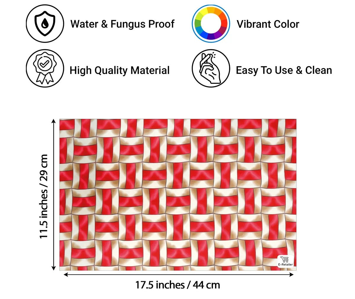 Set of 6 Pcs. Multipurpose Mats/Fridge Mats/Refrigerator Drawer Mats (Material-PP, Color- RED MAT  , Size-17.5X11.5 Inches) from G DECOR