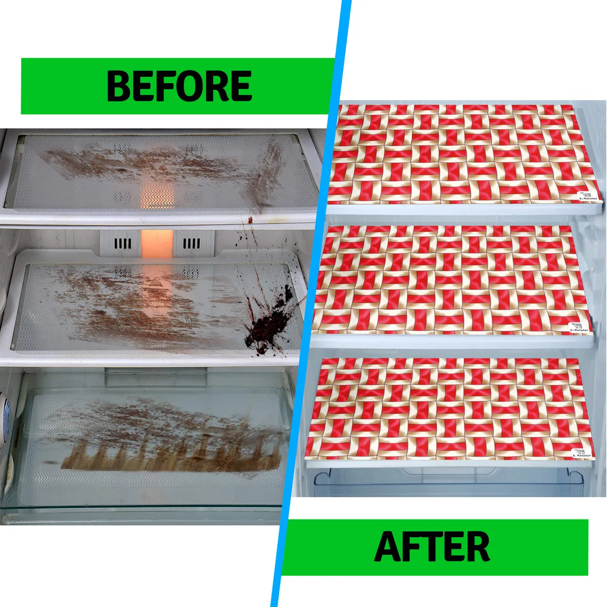 Set of 6 Pcs. Multipurpose Mats/Fridge Mats/Refrigerator Drawer Mats (Material-PP, Color- RED MAT  , Size-17.5X11.5 Inches) from G DECOR
