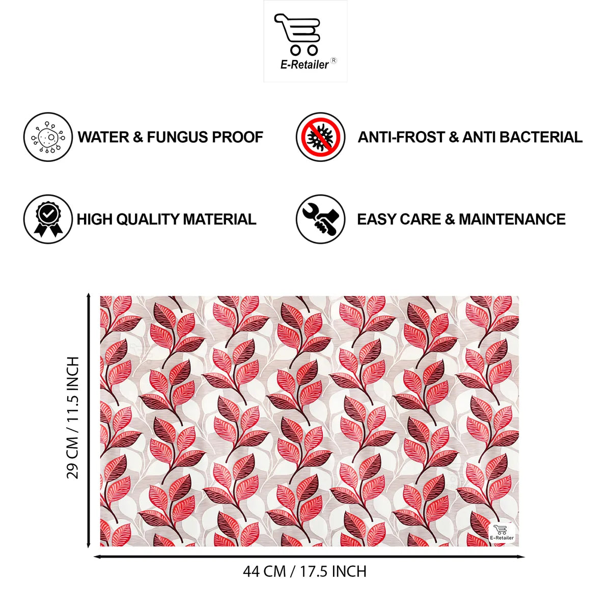 Set of 6 Pcs. Multipurpose Mats/Fridge Mats/Refrigerator Drawer Mats (Material-PP, Color- RED baby leaf Size-17.5X11.5 Inches) from G DECOR