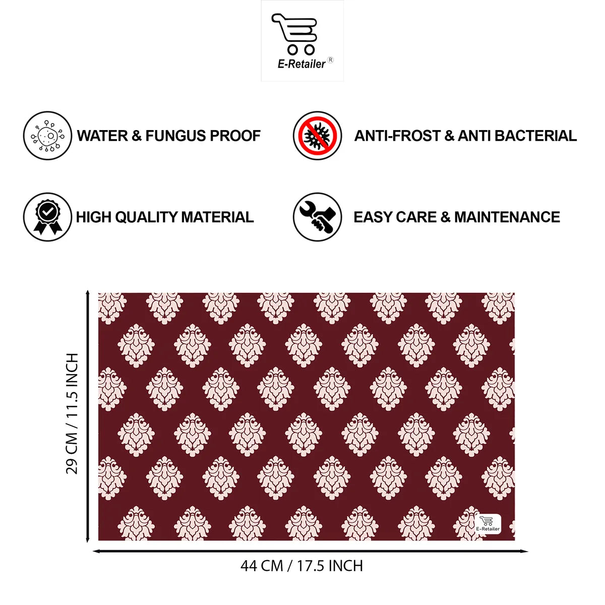 Set of 6 Pcs. Multipurpose Mats/Fridge Mats/Refrigerator Drawer Mats (Material-PP, Color- RED DAMAS  , Size-17.5X11.5 Inches) from G DECOR