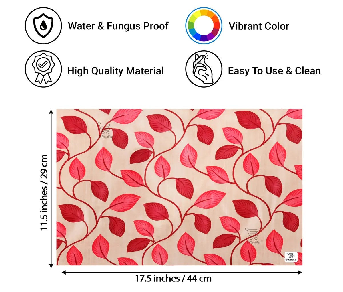 Set of 6 Pcs. Multipurpose Mats/Fridge Mats/Refrigerator Drawer Mats (Material-PP, Color- RED LEAF , Size-17.5X11.5 Inches) from G DECOR