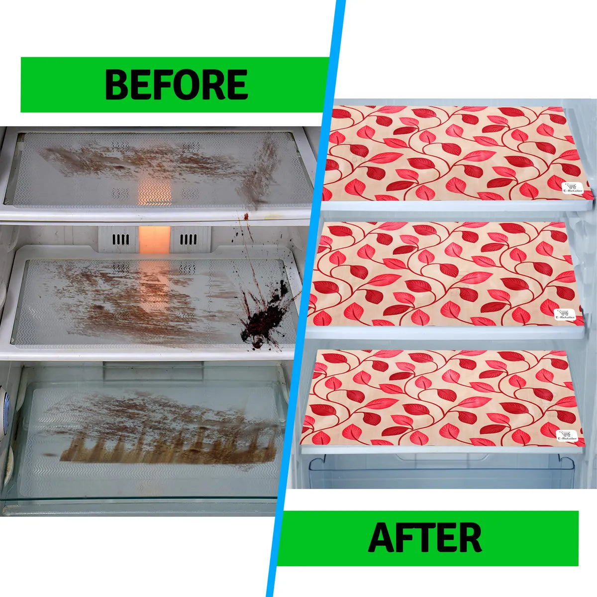 Set of 6 Pcs. Multipurpose Mats/Fridge Mats/Refrigerator Drawer Mats (Material-PP, Color- RED LEAF , Size-17.5X11.5 Inches) from G DECOR