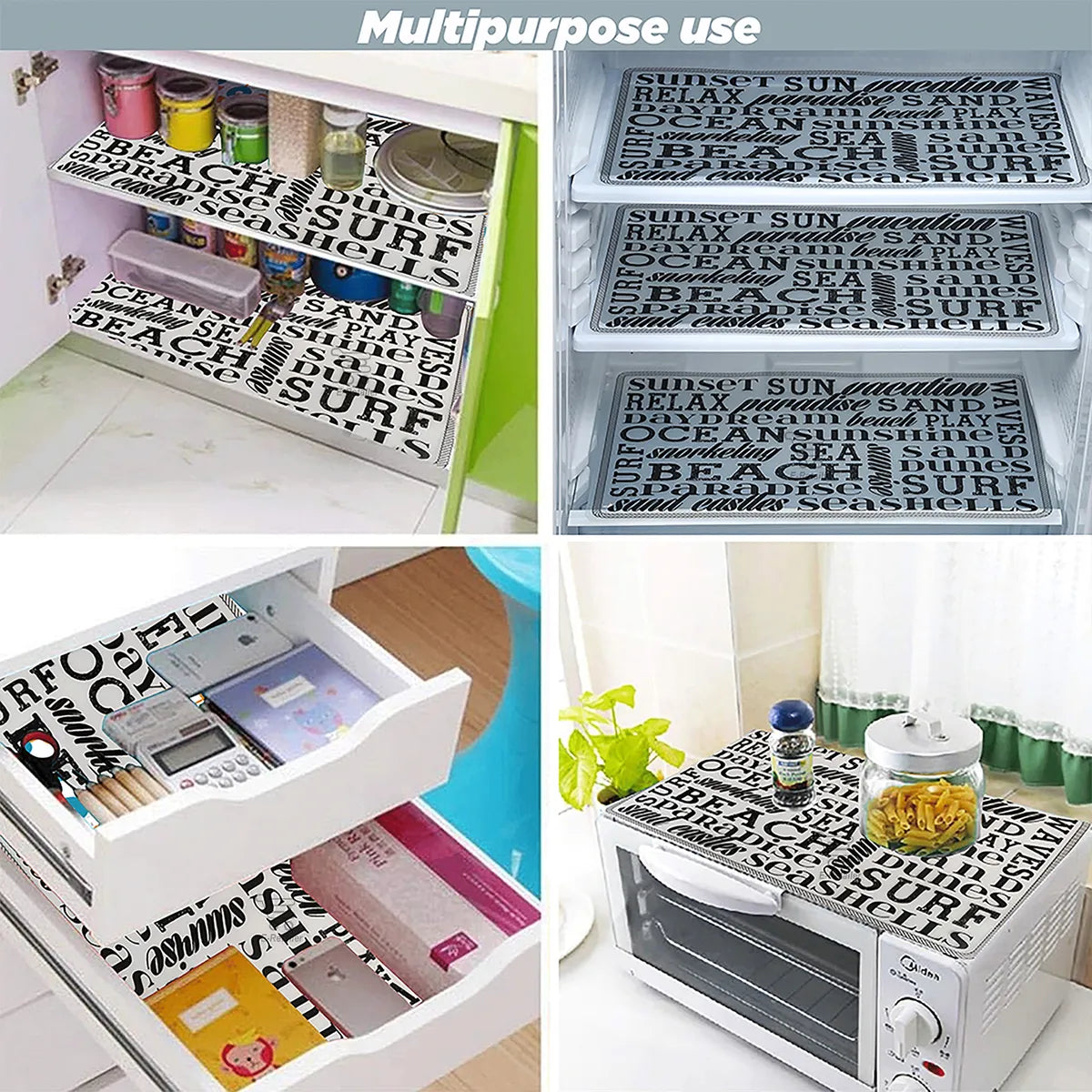 Set of 6 Pcs. Multipurpose Mats/Fridge Mats/Refrigerator Drawer Mats (Material-PP, Color- BLACK CLASSY  , Size-17.5X11.5 Inches) from G DECOR