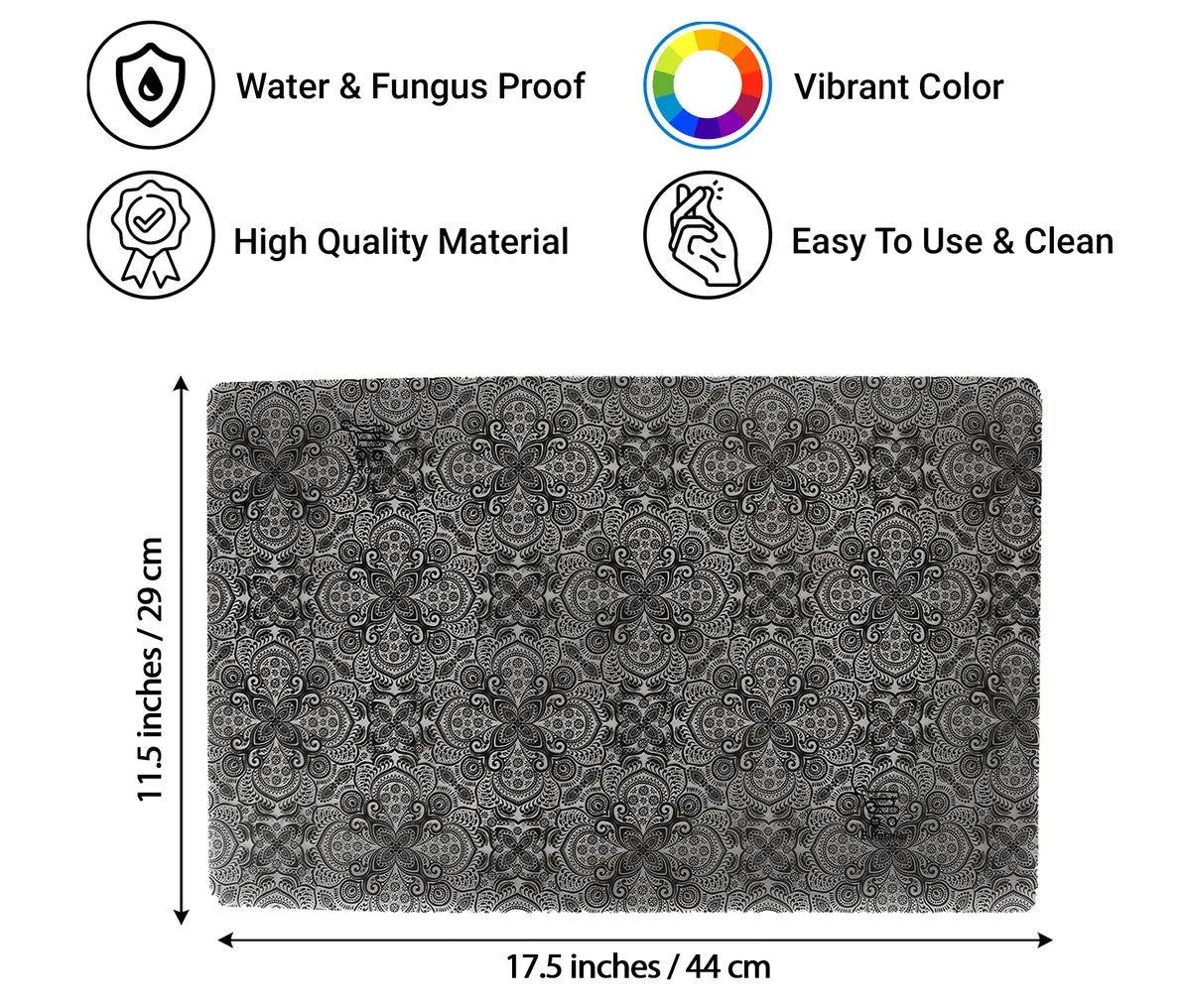 Set of 6 Pcs. Multipurpose Mats/Fridge Mats/Refrigerator Drawer Mats (Material-PP, Color- BLACK ALLOVER  , Size-17.5X11.5 Inches) from G DECOR