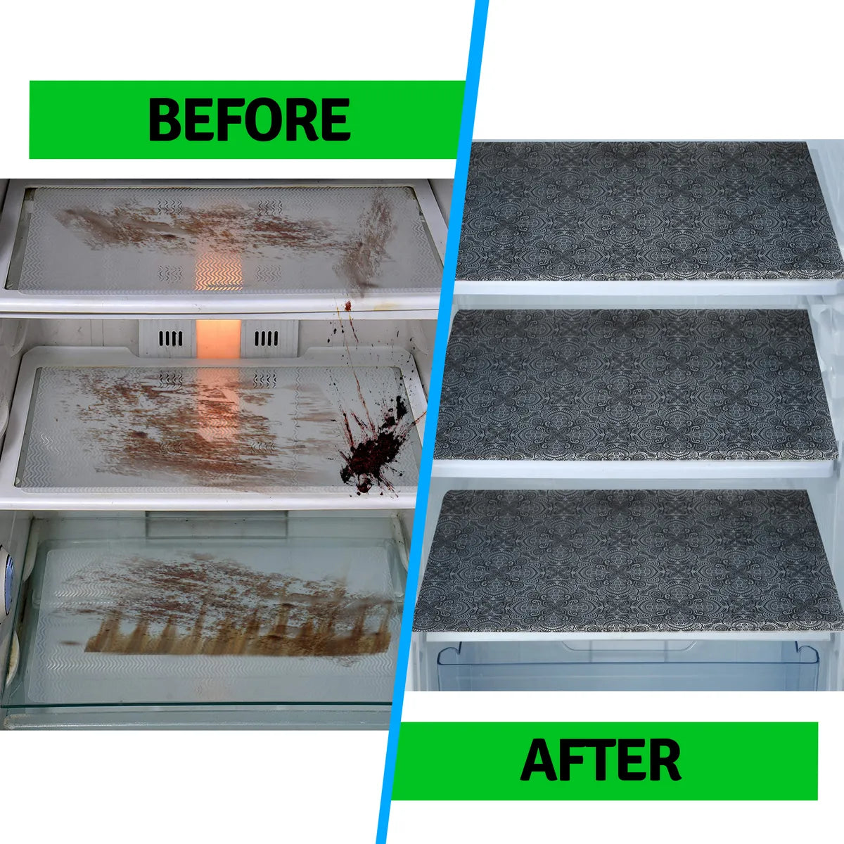 Set of 6 Pcs. Multipurpose Mats/Fridge Mats/Refrigerator Drawer Mats (Material-PP, Color- BLACK ALLOVER  , Size-17.5X11.5 Inches) from G DECOR