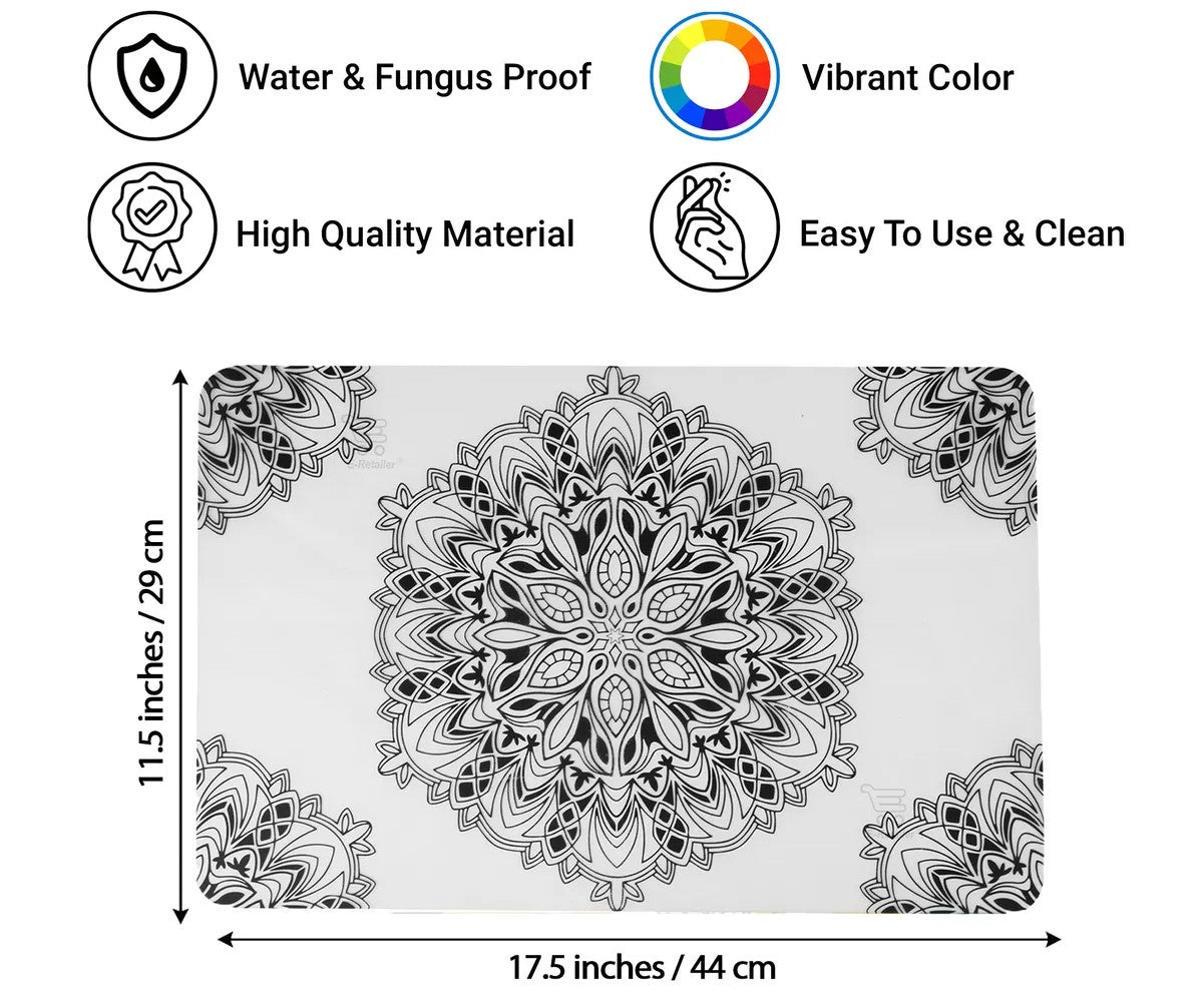 Set of 6 Pcs. Multipurpose Mats/Fridge Mats/Refrigerator Drawer Mats (Material-PP, Color- BLACK TRANSPARENT RANGOLI  , Size-17.5X11.5 Inches) from G DECOR