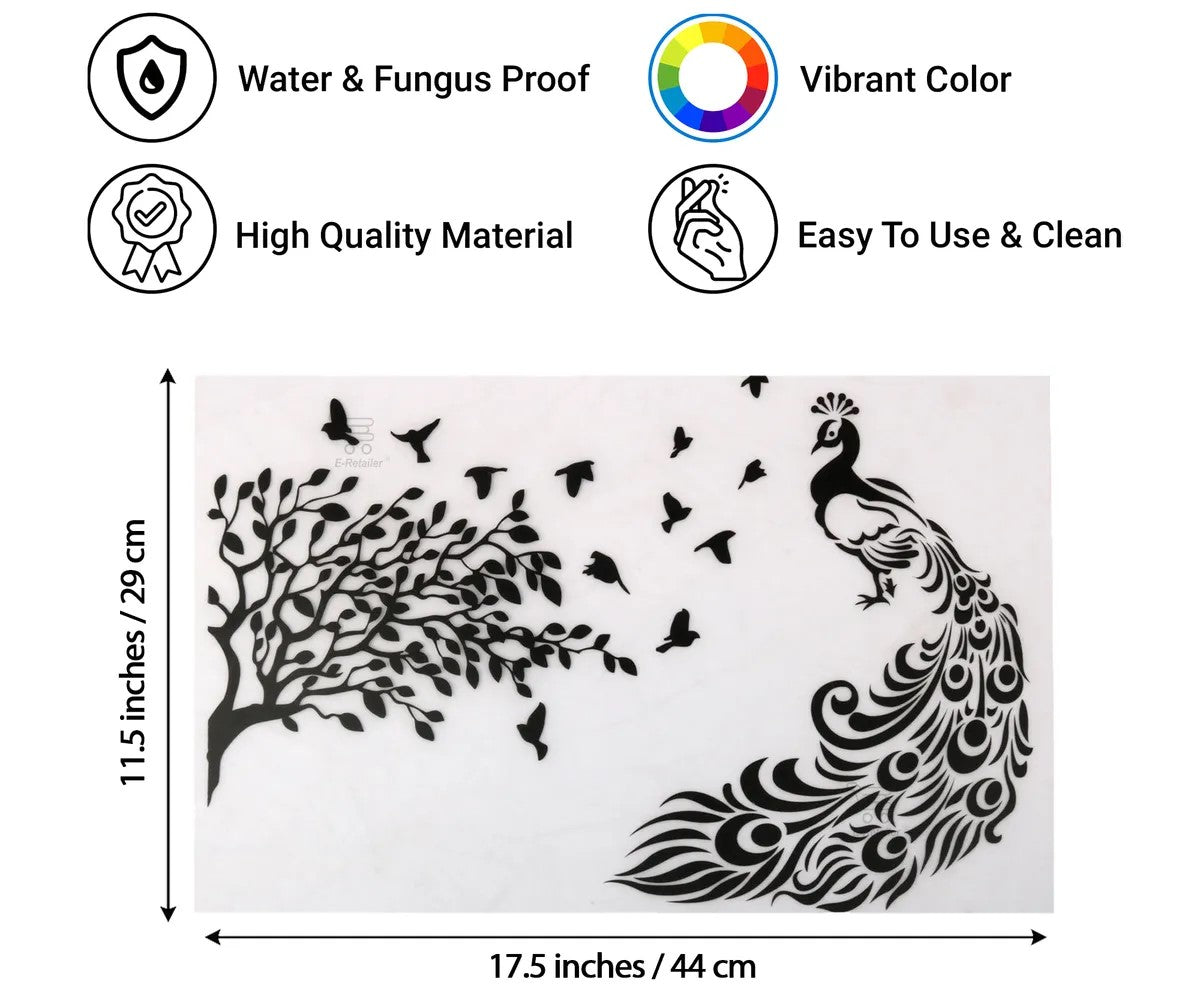 Set of 6 Pcs. Multipurpose Mats/Fridge Mats/Refrigerator Drawer Mats (Material-PP, Color- BLACK PEACOCK , Size-17.5X11.5 Inches) from G DECOR