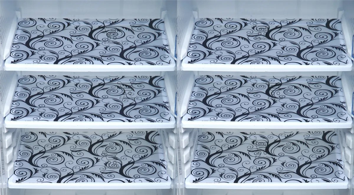 Set of 6 Pcs. Multipurpose Mats/Fridge Mats/Refrigerator Drawer Mats (Material-PP, Color- BLACK MIX  , Size-17.5X11.5 Inches) from G DECOR
