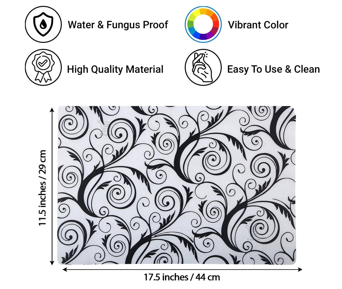 Set of 6 Pcs. Multipurpose Mats/Fridge Mats/Refrigerator Drawer Mats (Material-PP, Color- BLACK MIX  , Size-17.5X11.5 Inches) from G DECOR