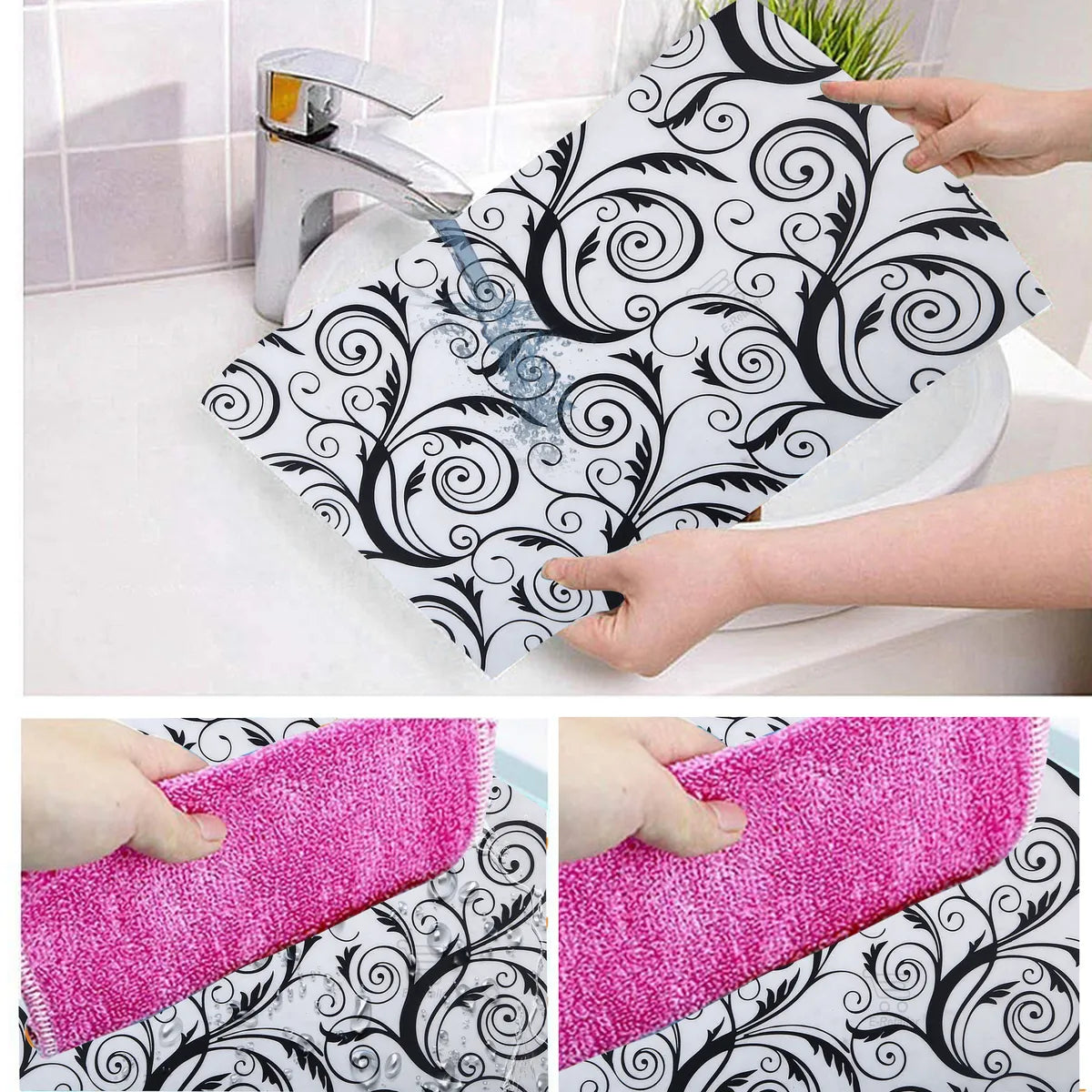 Set of 6 Pcs. Multipurpose Mats/Fridge Mats/Refrigerator Drawer Mats (Material-PP, Color- BLACK MIX  , Size-17.5X11.5 Inches) from G DECOR
