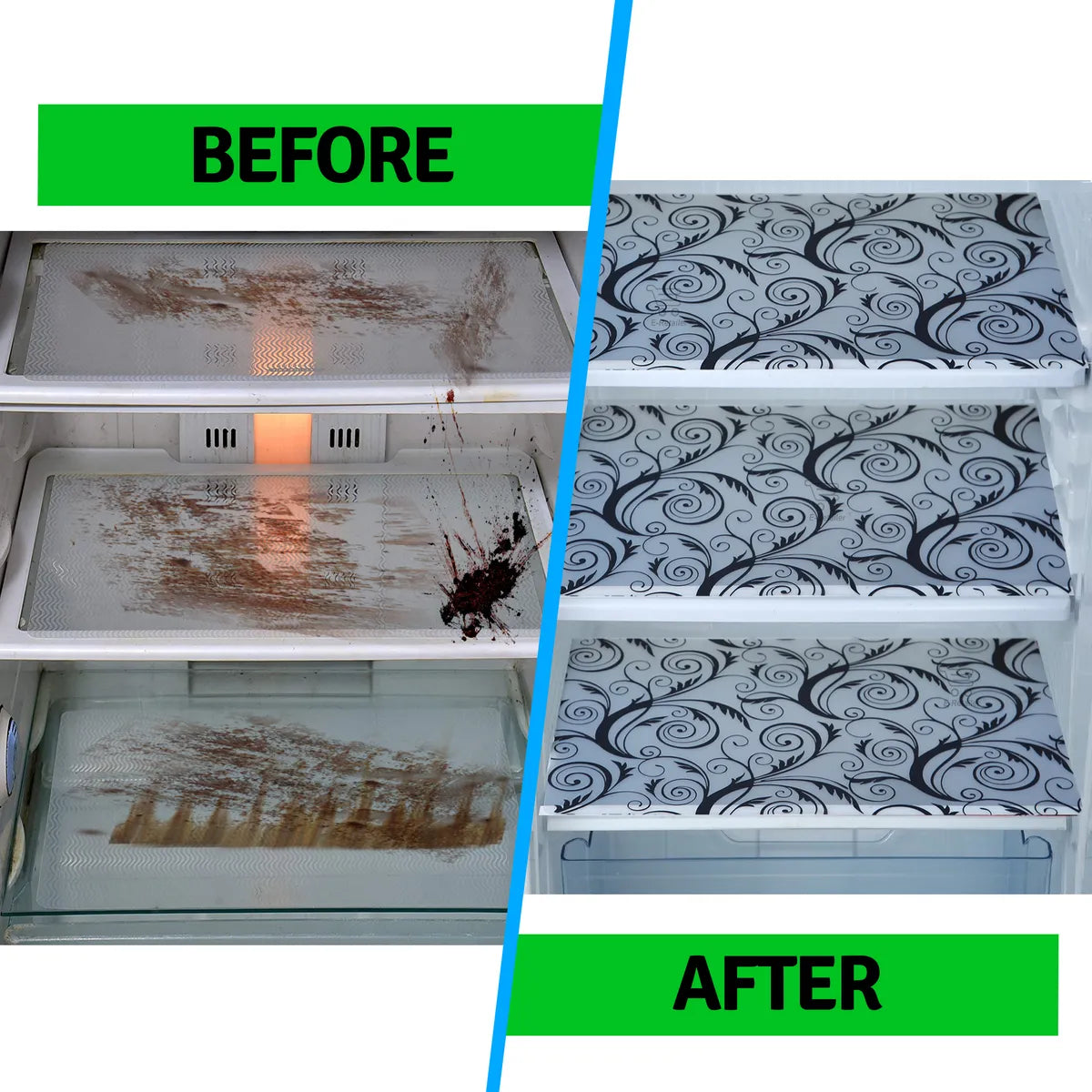 Set of 6 Pcs. Multipurpose Mats/Fridge Mats/Refrigerator Drawer Mats (Material-PP, Color- BLACK MIX  , Size-17.5X11.5 Inches) from G DECOR