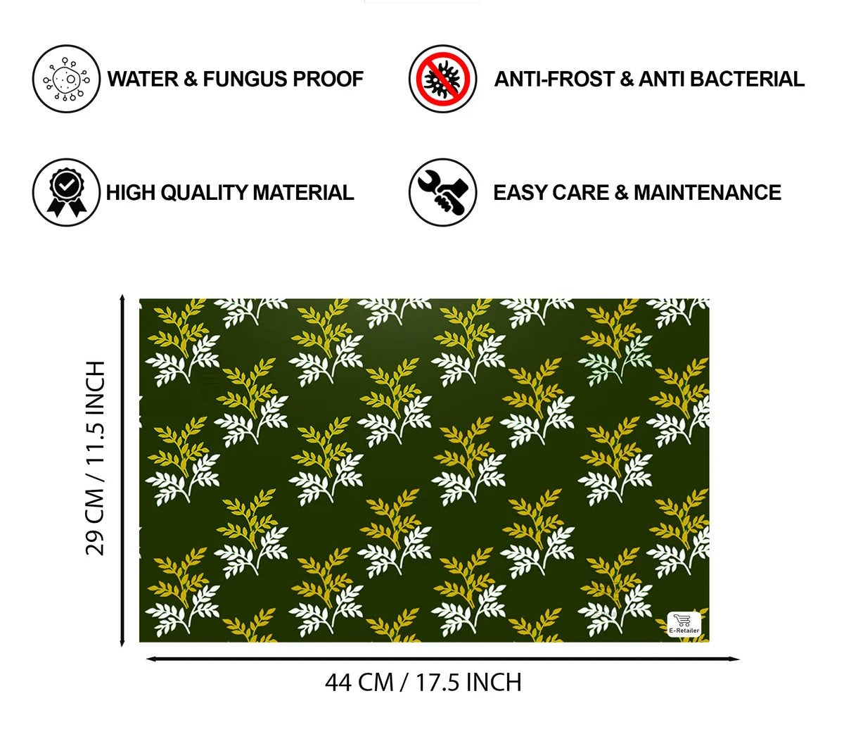 Set of 6 Pcs. Multipurpose Mats/Fridge Mats/Refrigerator Drawer Mats (Material-PP, Color- GREEN LEAF  , Size-17.5X11.5 Inches) from G DECOR