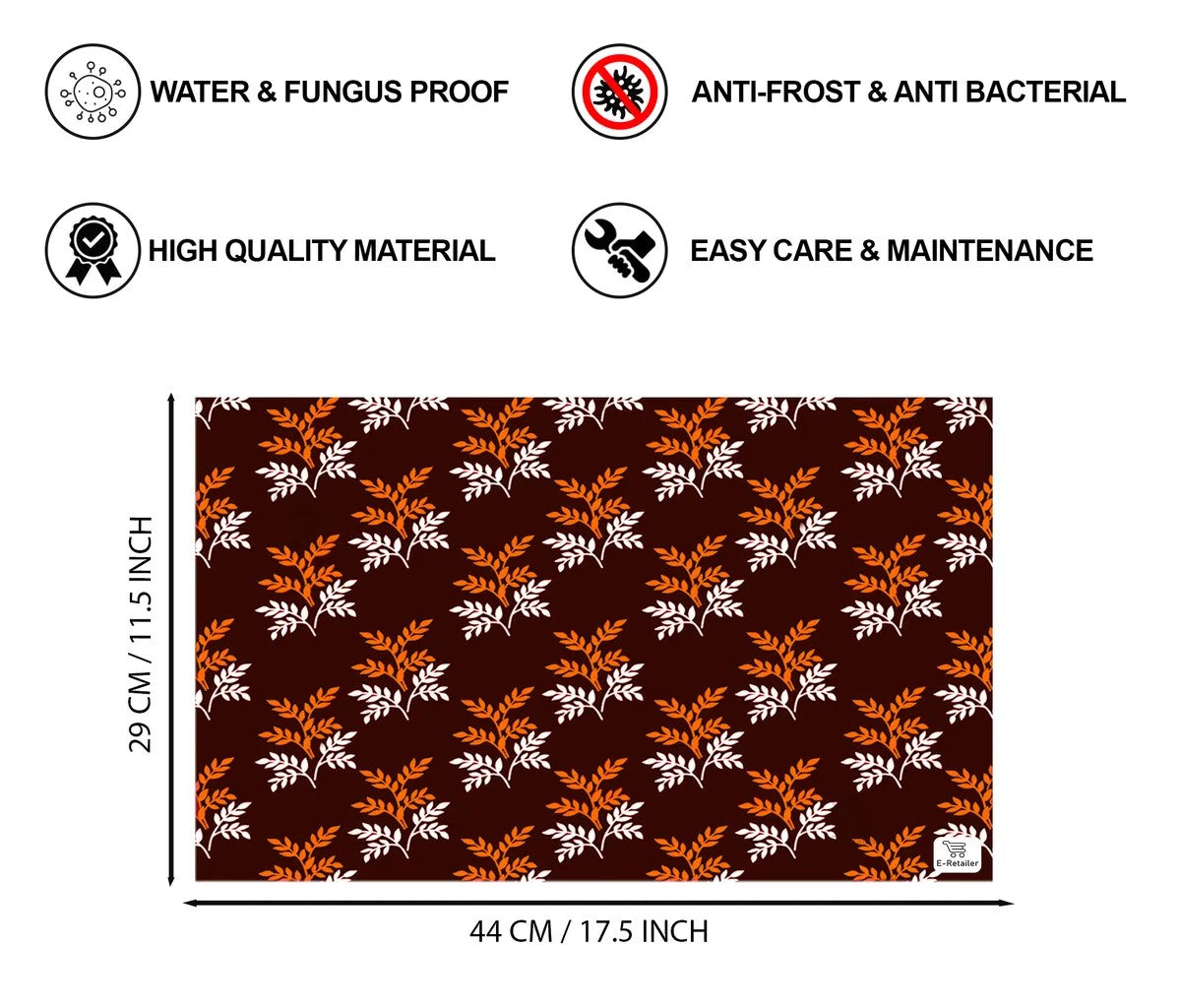 Set of 6 Pcs. Multipurpose Mats/Fridge Mats/Refrigerator Drawer Mats (Material-PP, Color- BROWN SMALL LEAF , Size-17.5X11.5 Inches) from G DECOR