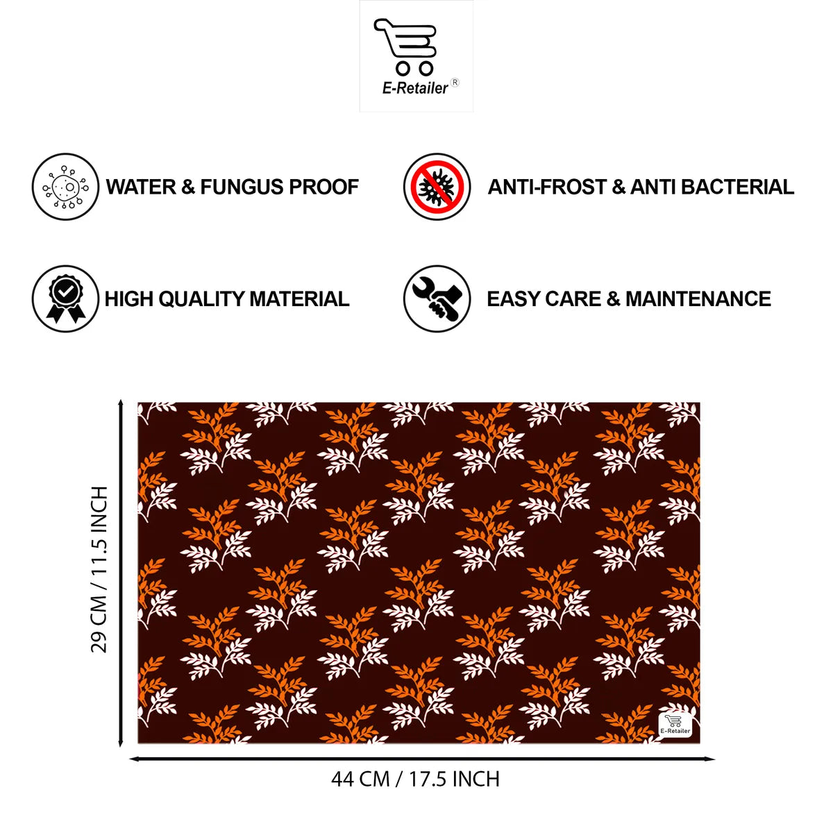 Set of 6 Pcs. Multipurpose Mats/Fridge Mats/Refrigerator Drawer Mats (Material-PP, Color- BROWN SMALL LEAF , Size-17.5X11.5 Inches) from G DECOR
