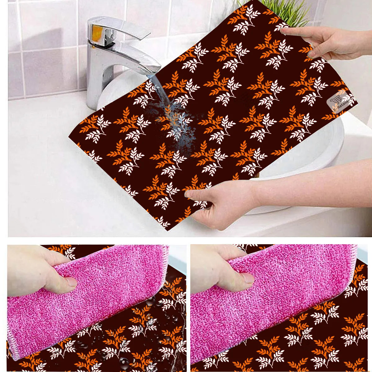 Set of 6 Pcs. Multipurpose Mats/Fridge Mats/Refrigerator Drawer Mats (Material-PP, Color- BROWN SMALL LEAF , Size-17.5X11.5 Inches) from G DECOR