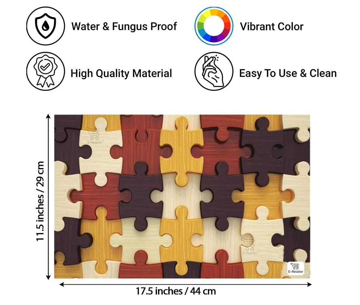 Set of 6 Pcs. Multipurpose Mats/Fridge Mats/Refrigerator Drawer Mats (Material-PP, Color- BROWN PUZZLE  , Size-17.5X11.5 Inches) from G DECOR