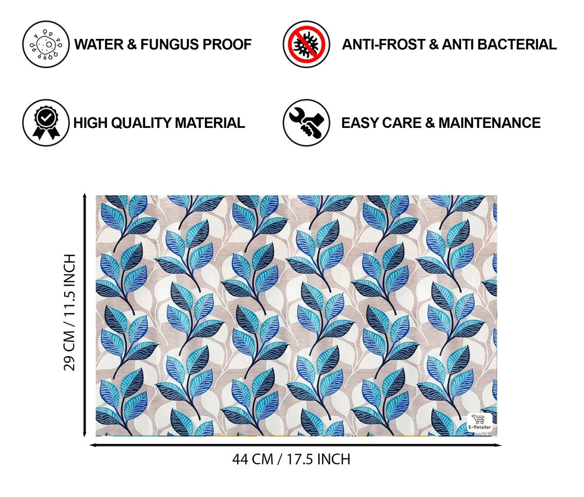 Set of 6 Pcs. Multipurpose Mats/Fridge Mats/Refrigerator Drawer Mats (Material-PP, Color- BLUE LEAF , Size-17.5X11.5 Inches) from G DECOR