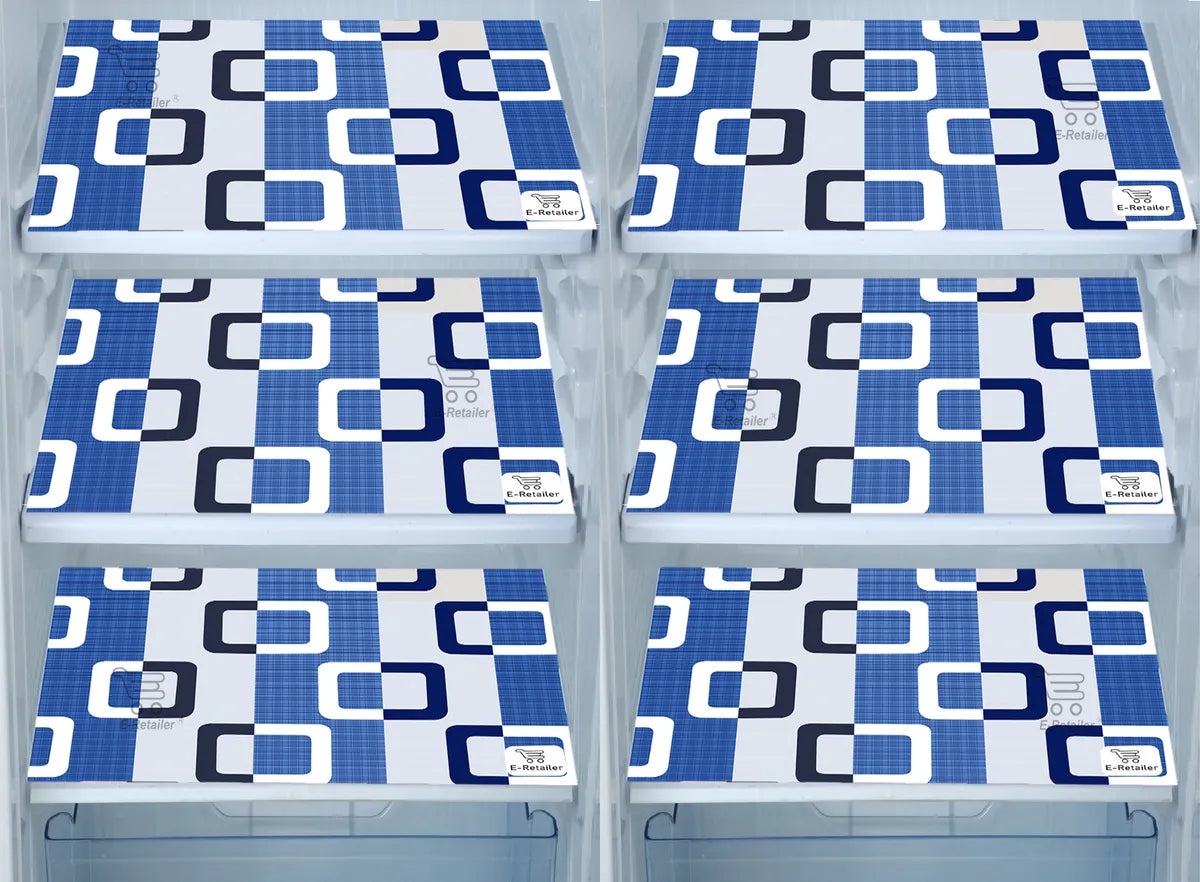 Set of 6 Pcs. Multipurpose Mats/Fridge Mats/Refrigerator Drawer Mats (Material-PP, Color- BLUE , Size-17.5X11.5 Inches) from G DECOR