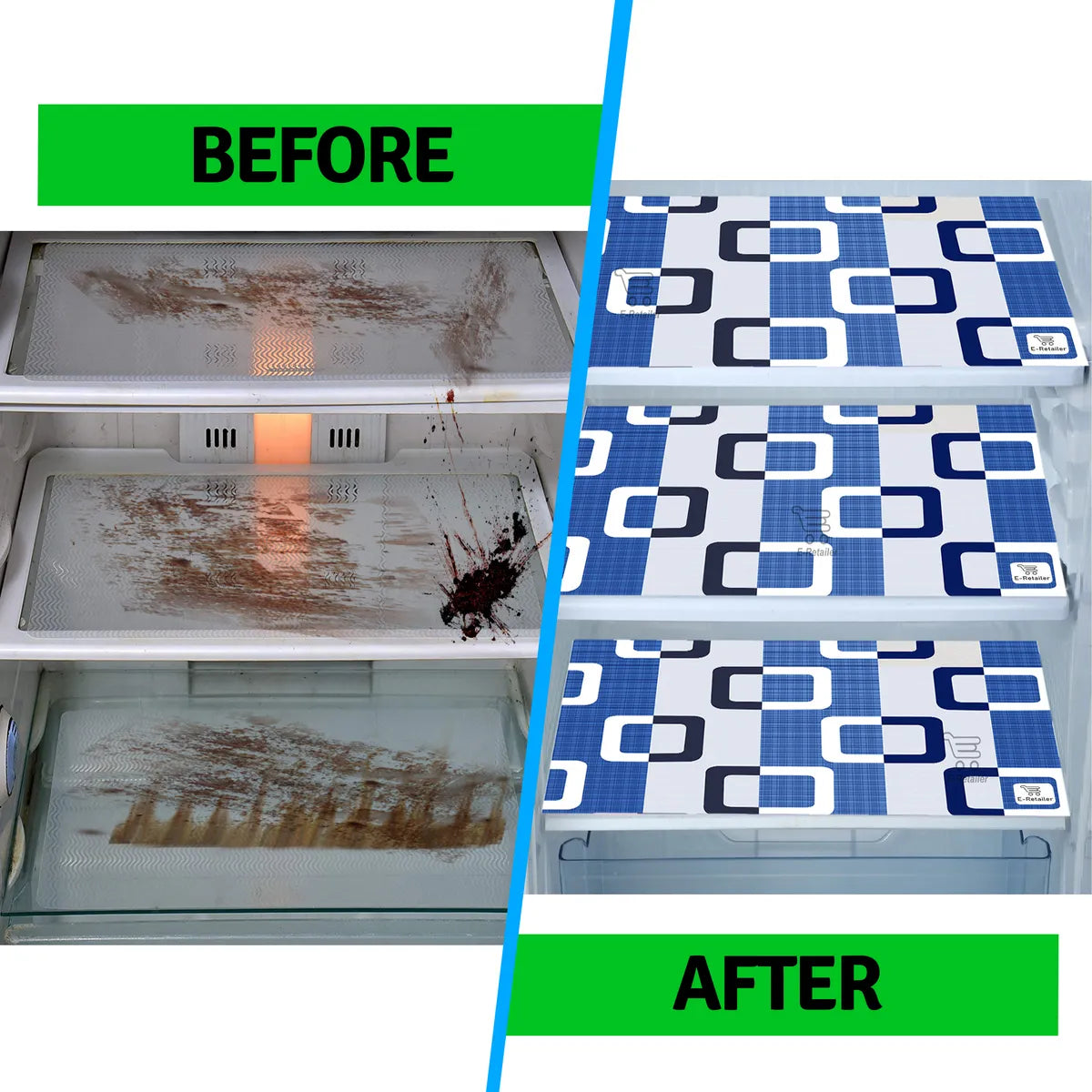 Set of 6 Pcs. Multipurpose Mats/Fridge Mats/Refrigerator Drawer Mats (Material-PP, Color- BLUE , Size-17.5X11.5 Inches) from G DECOR