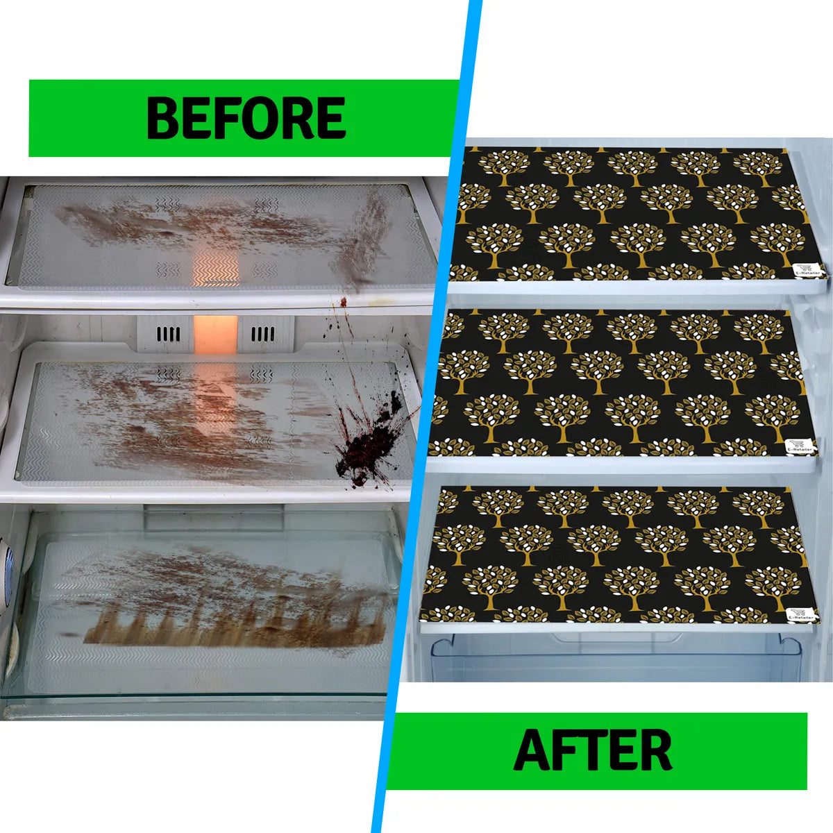 Set of 6 Pcs. Multipurpose Mats/Fridge Mats/Refrigerator Drawer Mats (Material-PP, Color- BROWN BIG TREE  , Size-17.5X11.5 Inches) from G DECOR