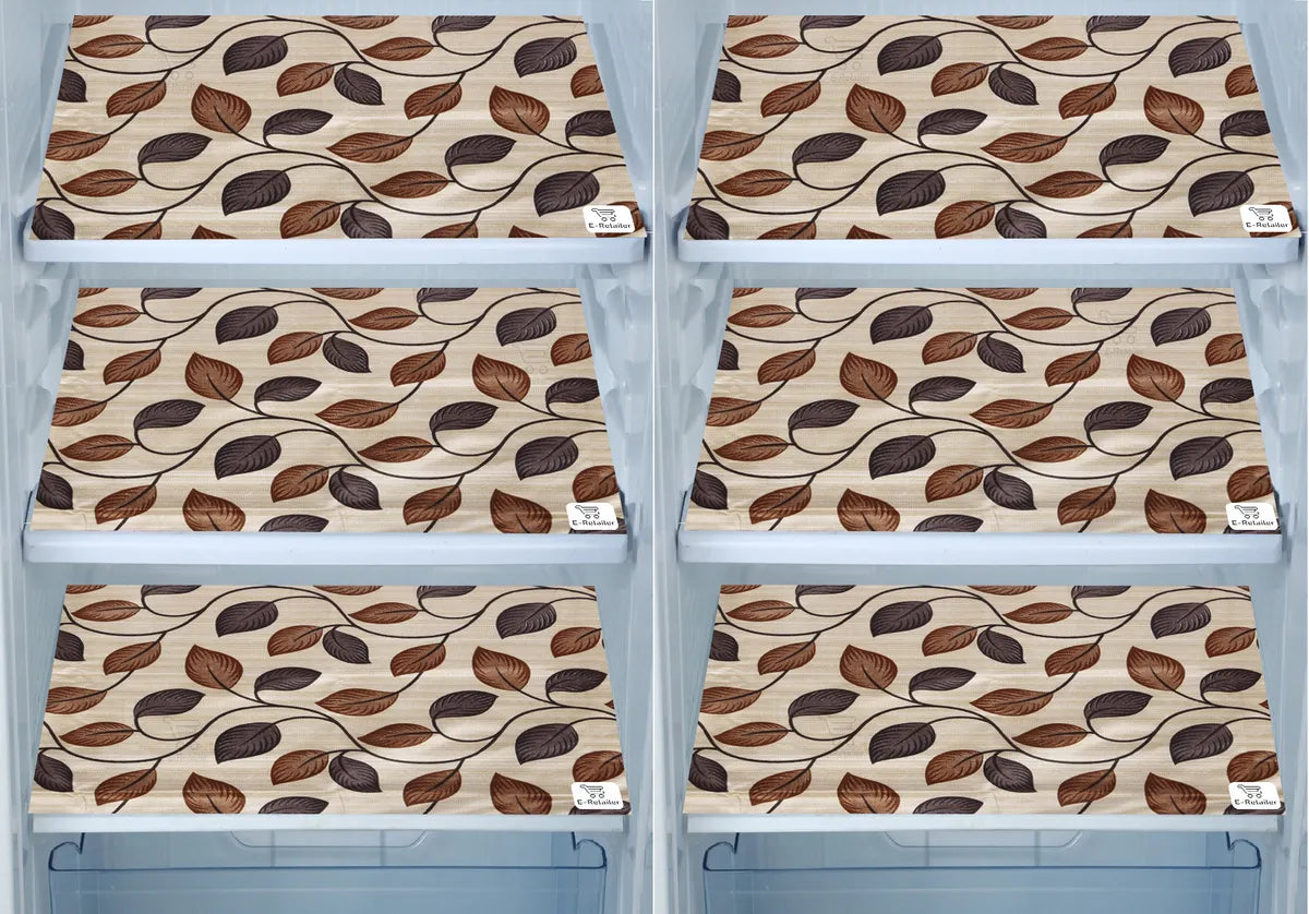 Set of 6 Pcs. Multipurpose Mats/Fridge Mats/Refrigerator Drawer Mats (Material-PP, Color- BROWN , Size-17.5X11.5 Inches) from G DECOR