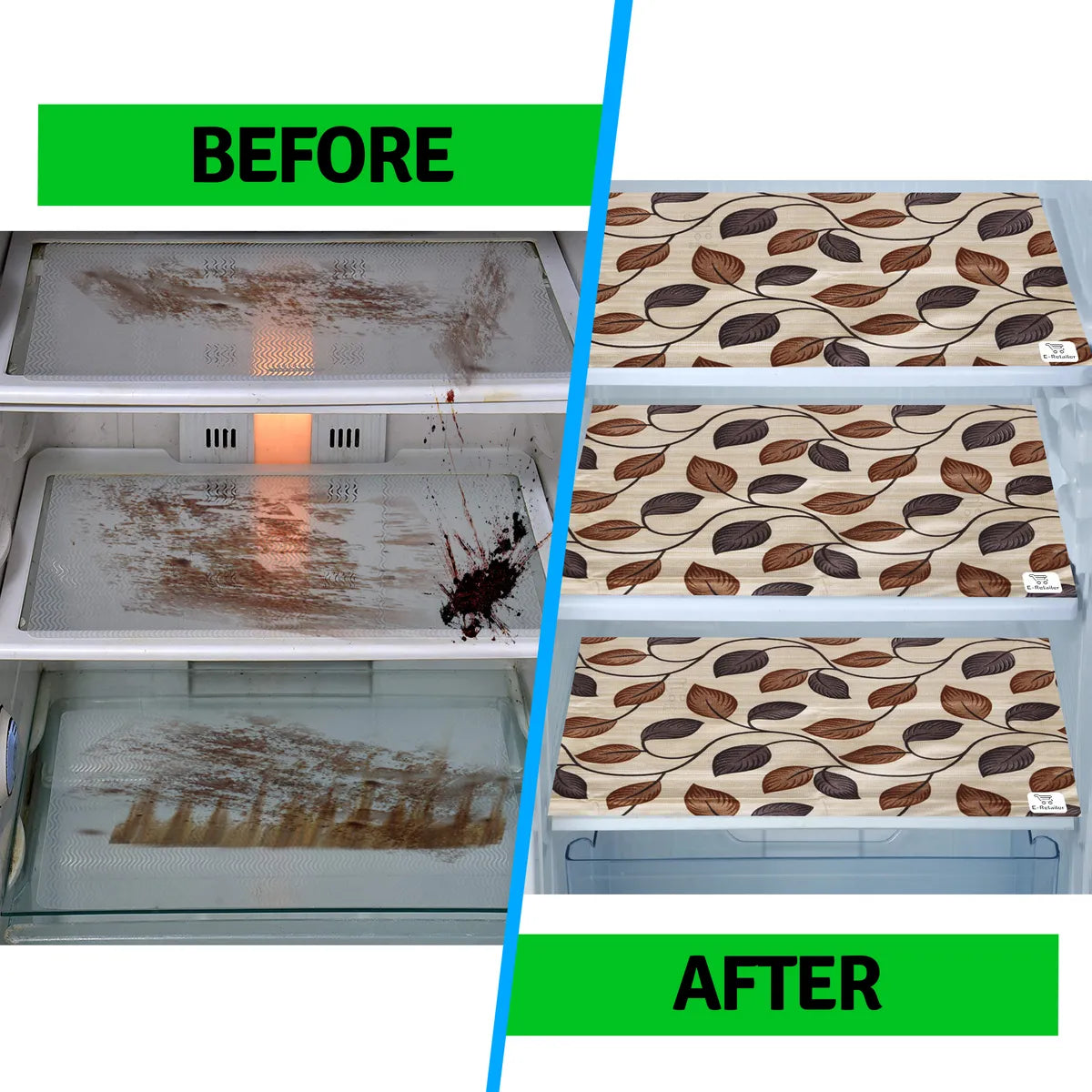 Set of 6 Pcs. Multipurpose Mats/Fridge Mats/Refrigerator Drawer Mats (Material-PP, Color- BROWN , Size-17.5X11.5 Inches) from G DECOR