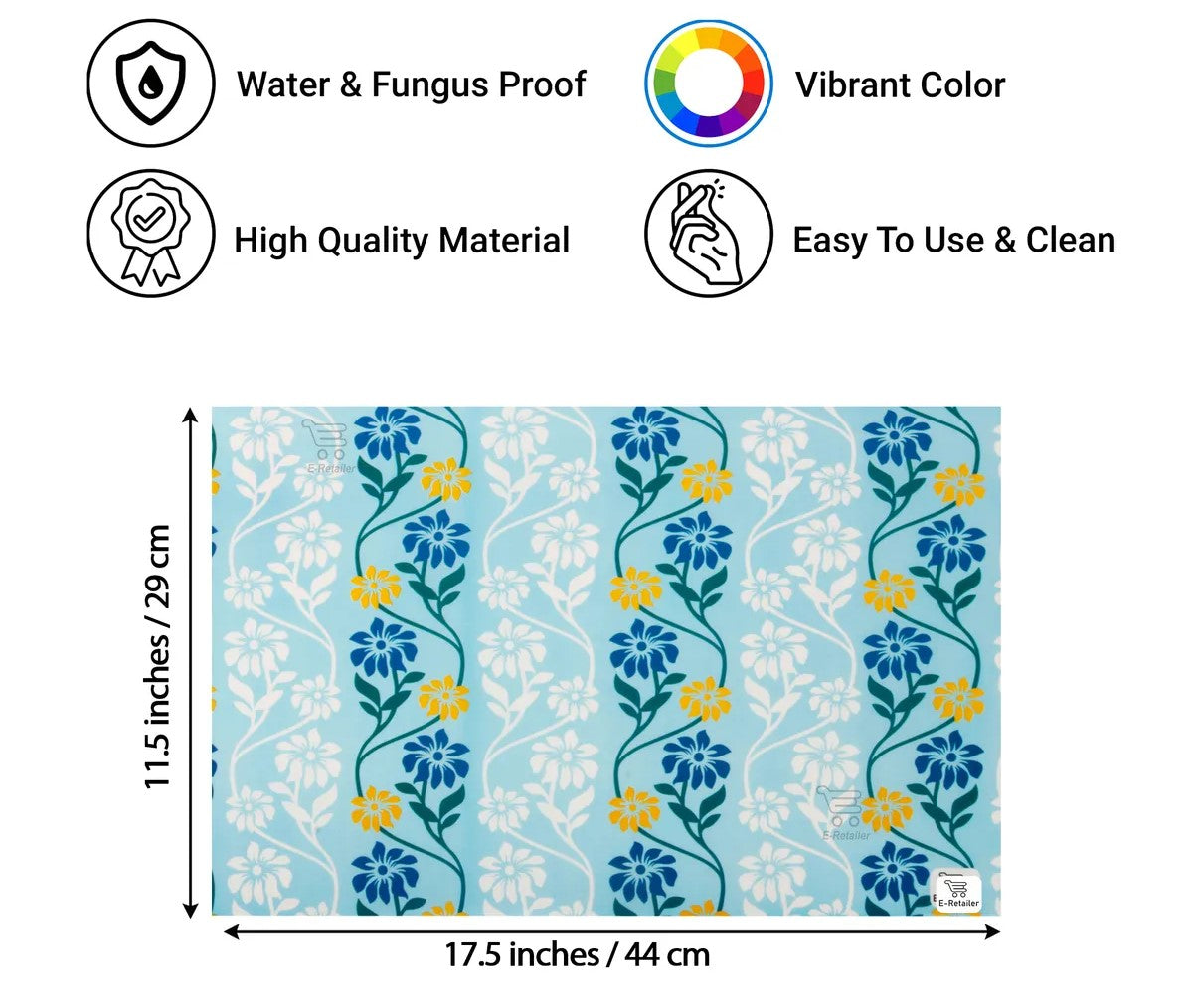 Set of 6 Pcs. Multipurpose Mats/Fridge Mats/Refrigerator Drawer Mats (Material-PP, Color- BLUE BALE LEAF , Size-17.5X11.5 Inches) from G DECOR