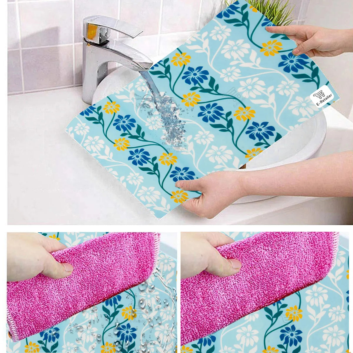 Set of 6 Pcs. Multipurpose Mats/Fridge Mats/Refrigerator Drawer Mats (Material-PP, Color- BLUE BALE LEAF , Size-17.5X11.5 Inches) from G DECOR