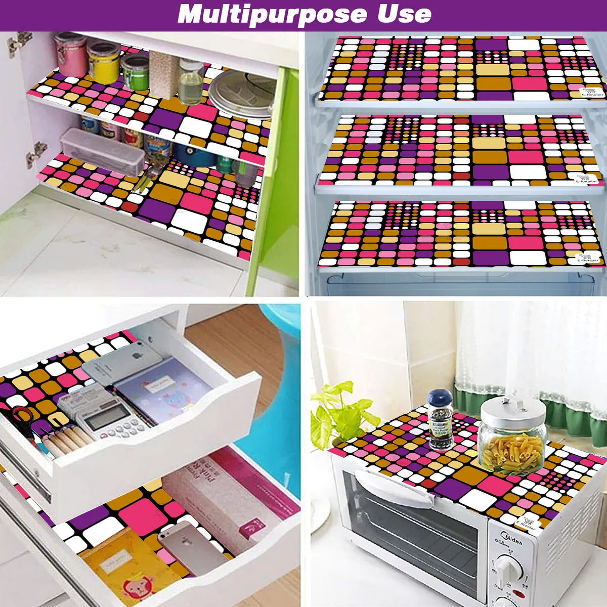 Set of 6 Pcs. Multipurpose Mats/Fridge Mats/Refrigerator Drawer Mats (Material-PP, Color- BROWN BOXES , Size-17.5X11.5 Inches) from G DECOR