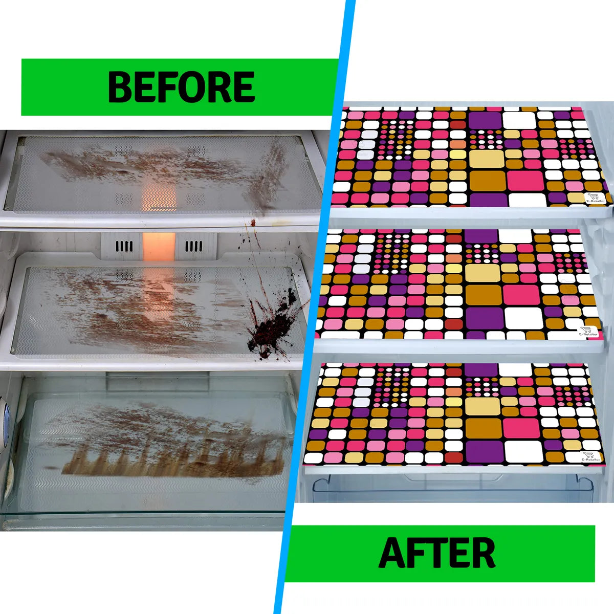 Set of 6 Pcs. Multipurpose Mats/Fridge Mats/Refrigerator Drawer Mats (Material-PP, Color- BROWN BOXES , Size-17.5X11.5 Inches) from G DECOR