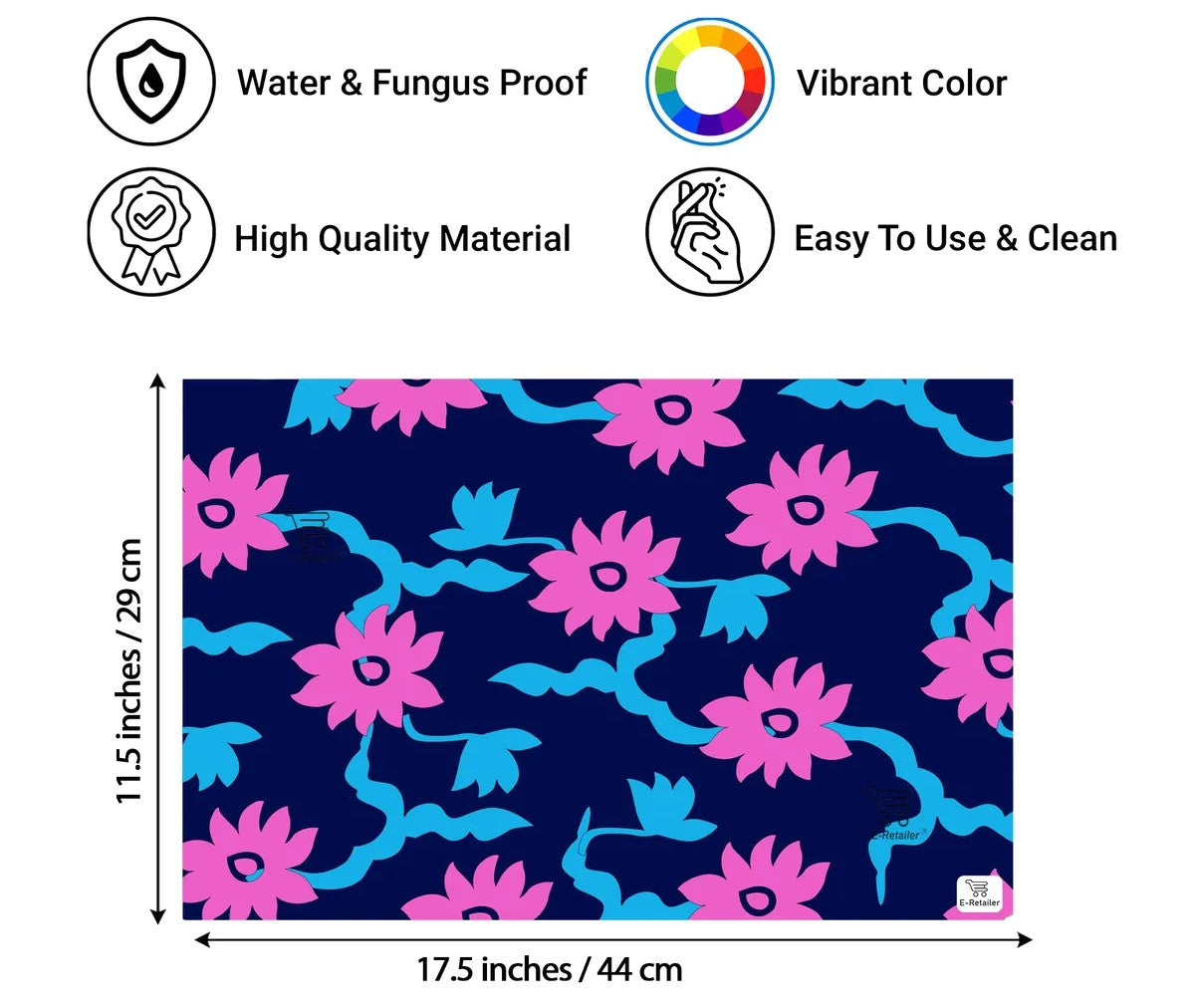 Set of 6 Pcs. Multipurpose Mats/Fridge Mats/Refrigerator Drawer Mats (Material-PP, Color- BLUE FLOWER , Size-17.5X11.5 Inches) from G DECOR