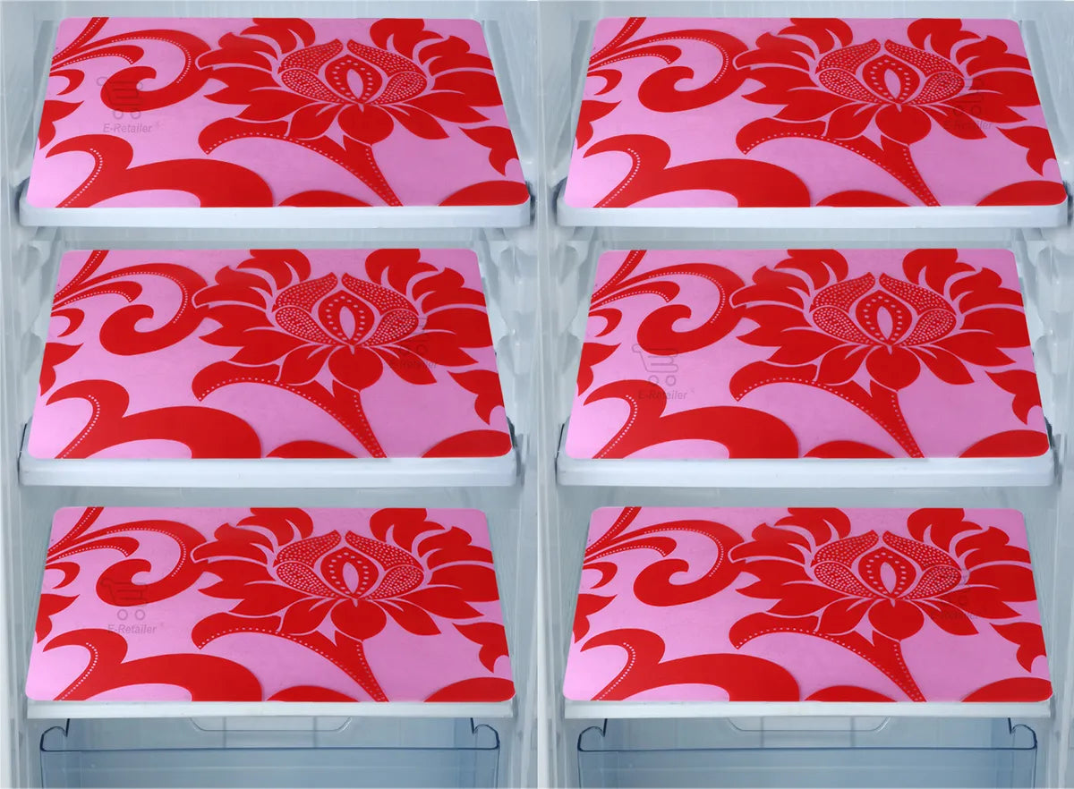 Set of 6 Pcs. Multipurpose Mats/Fridge Mats/Refrigerator Drawer Mats (Material-PP, Color- RED , Size-17.5X11.5 Inches) from G DECOR