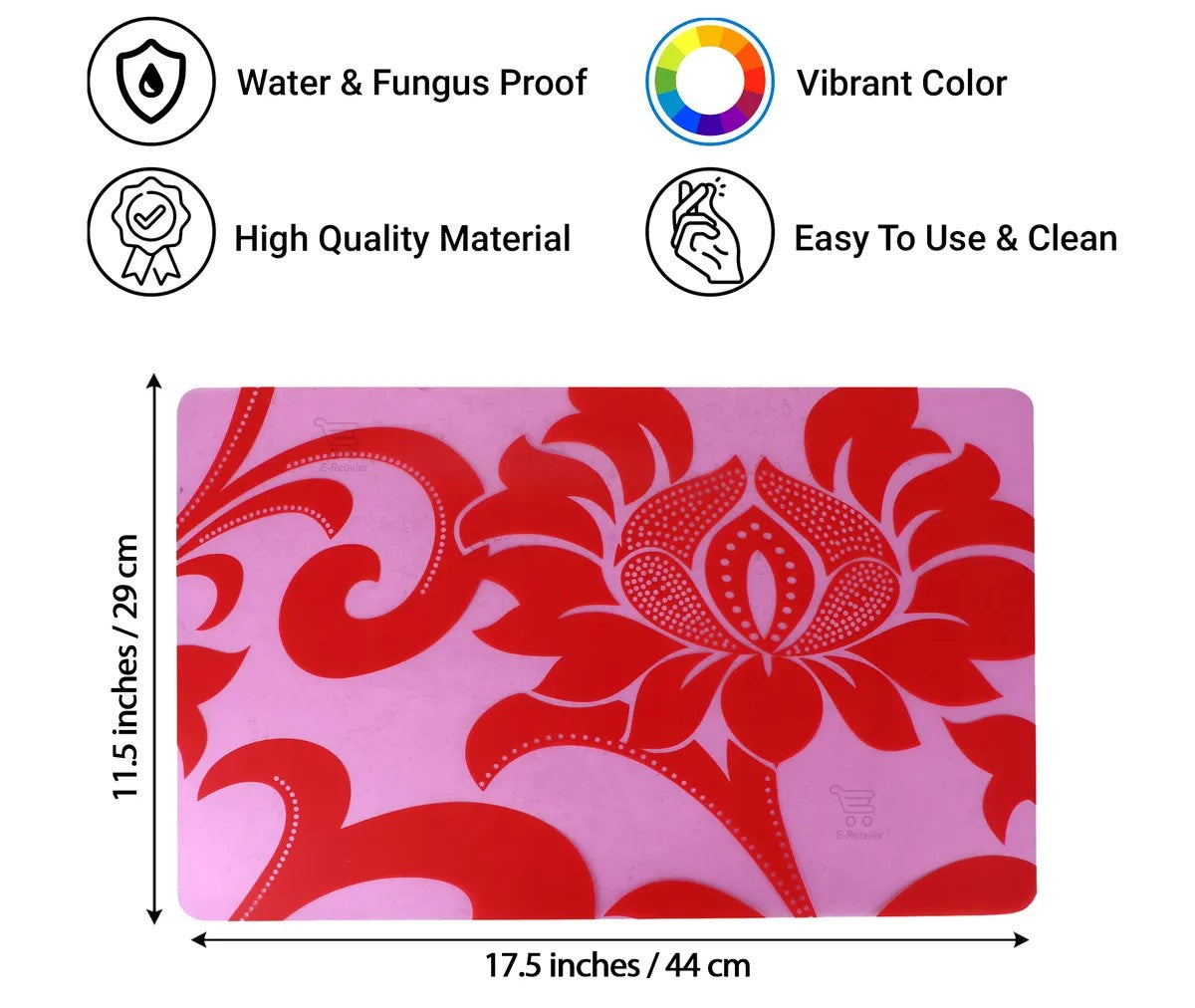 Set of 6 Pcs. Multipurpose Mats/Fridge Mats/Refrigerator Drawer Mats (Material-PP, Color- RED , Size-17.5X11.5 Inches) from G DECOR