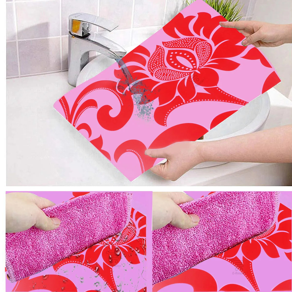 Set of 6 Pcs. Multipurpose Mats/Fridge Mats/Refrigerator Drawer Mats (Material-PP, Color- RED , Size-17.5X11.5 Inches) from G DECOR