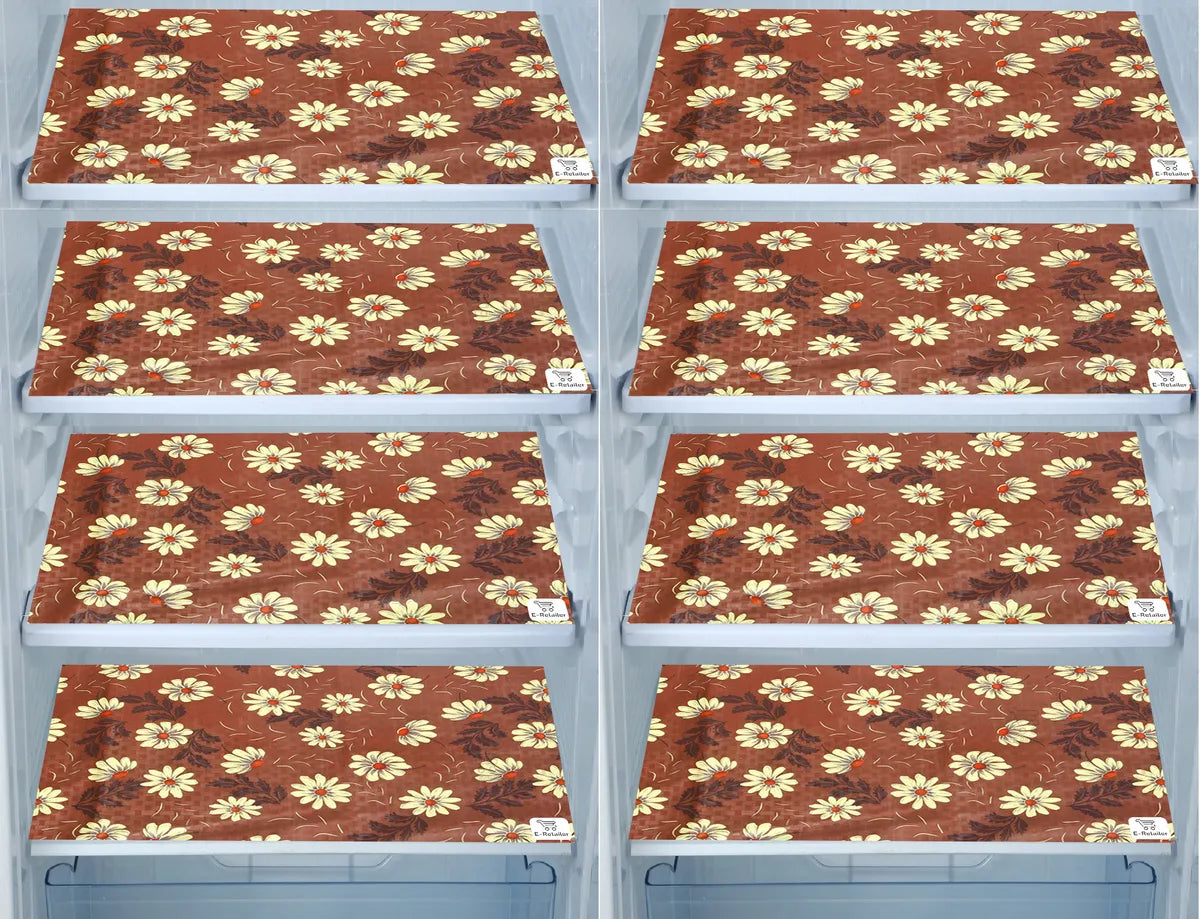 Set of 6 Pcs. Multipurpose Mats/Fridge Mats/Refrigerator Drawer Mats (Material-PP, Color- BROWN , Size-17.5X11.5 Inches) from G DECOR