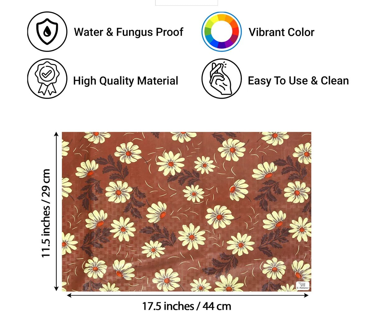 Set of 6 Pcs. Multipurpose Mats/Fridge Mats/Refrigerator Drawer Mats (Material-PP, Color- BROWN , Size-17.5X11.5 Inches) from G DECOR
