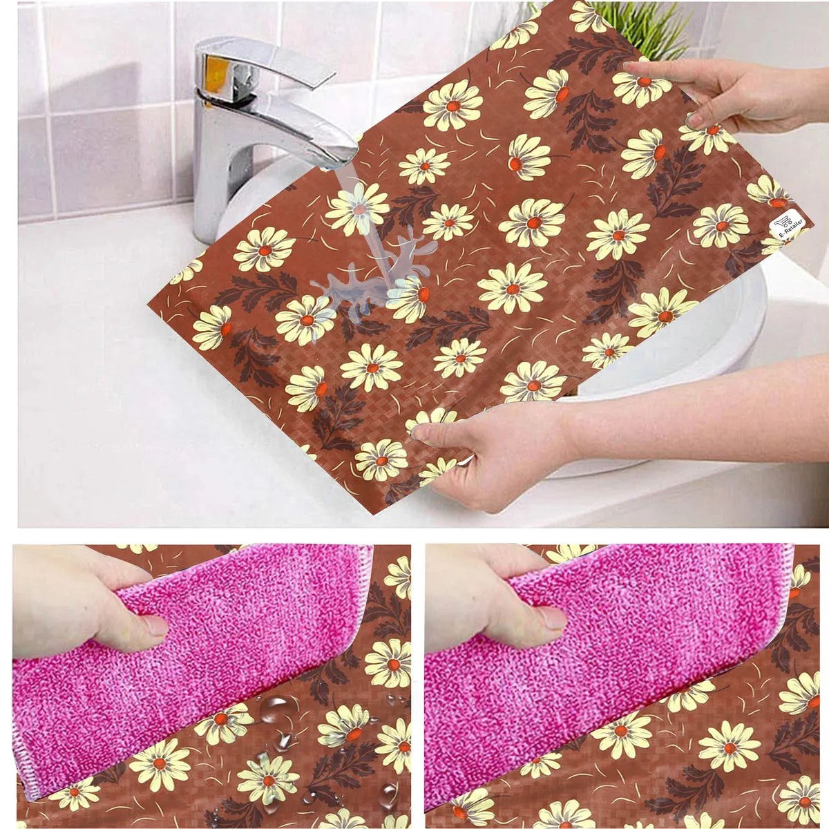 Set of 6 Pcs. Multipurpose Mats/Fridge Mats/Refrigerator Drawer Mats (Material-PP, Color- BROWN , Size-17.5X11.5 Inches) from G DECOR