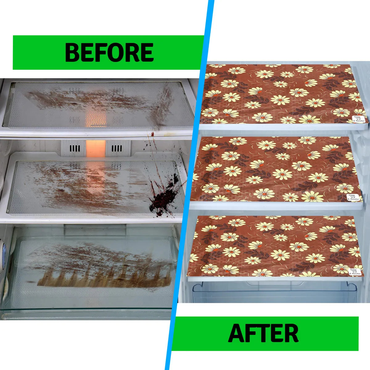 Set of 6 Pcs. Multipurpose Mats/Fridge Mats/Refrigerator Drawer Mats (Material-PP, Color- BROWN , Size-17.5X11.5 Inches) from G DECOR