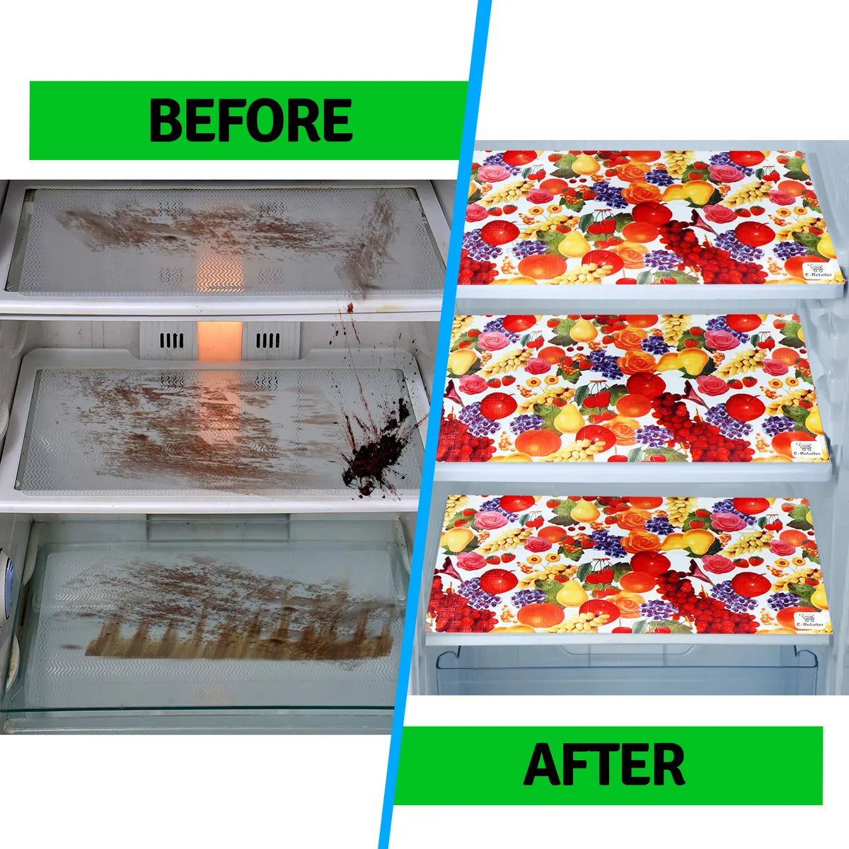 Set of 6 Pcs. Multipurpose Mats/Fridge Mats/Refrigerator Drawer Mats (Material-PP, Color- COLOURFUL , Size-17.5X11.5 Inches) from G DECOR