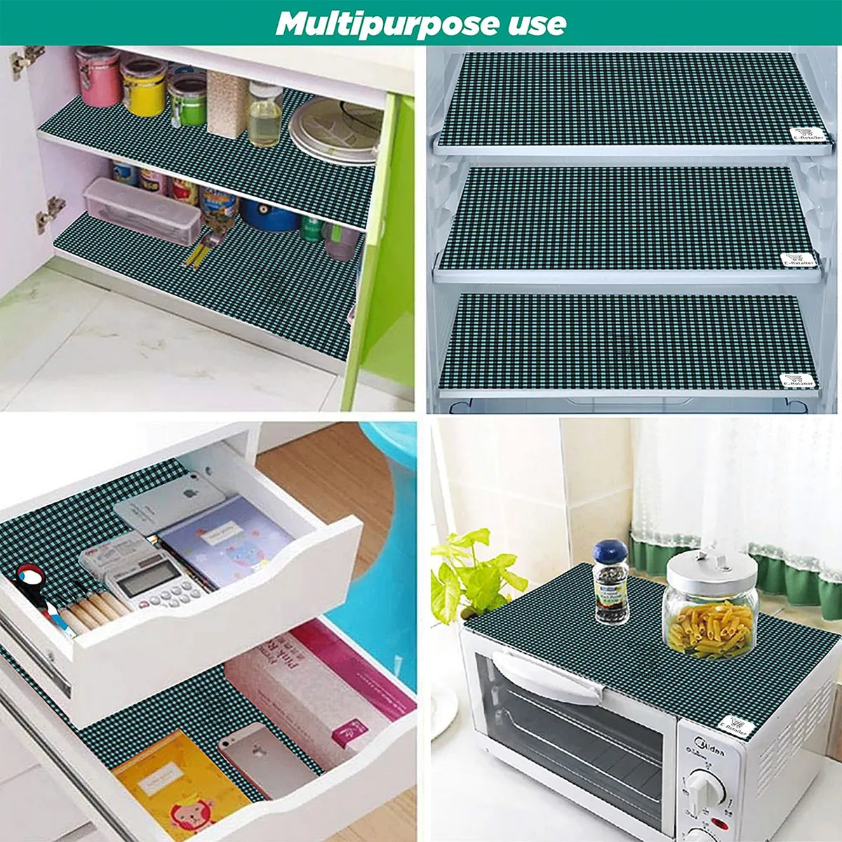 Set of 6 Pcs. Multipurpose Mats/Fridge Mats/Refrigerator Drawer Mats (Material-PP, Color- GREEN , Size-17.5X11.5 Inches) from G DECOR