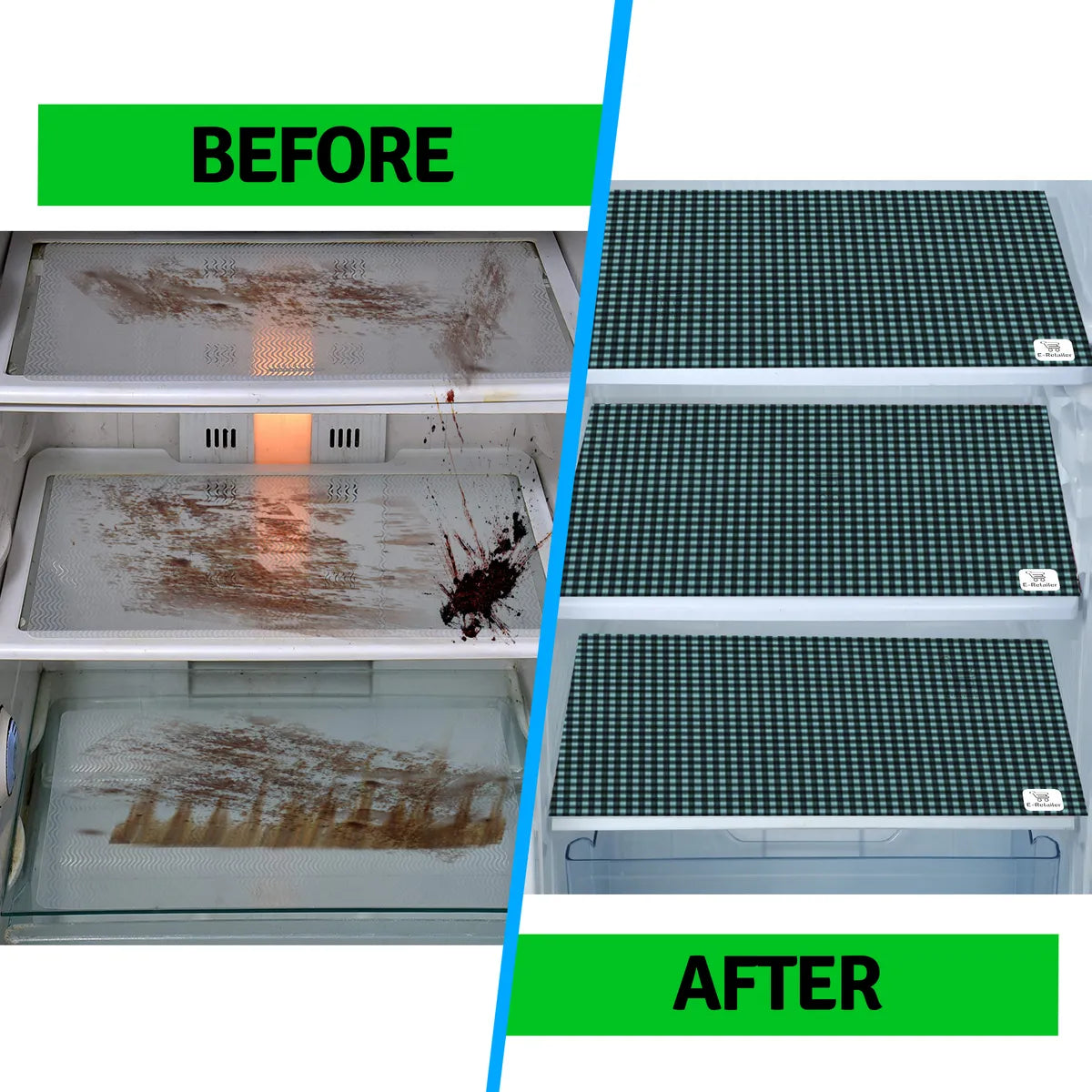 Set of 6 Pcs. Multipurpose Mats/Fridge Mats/Refrigerator Drawer Mats (Material-PP, Color- GREEN , Size-17.5X11.5 Inches) from G DECOR