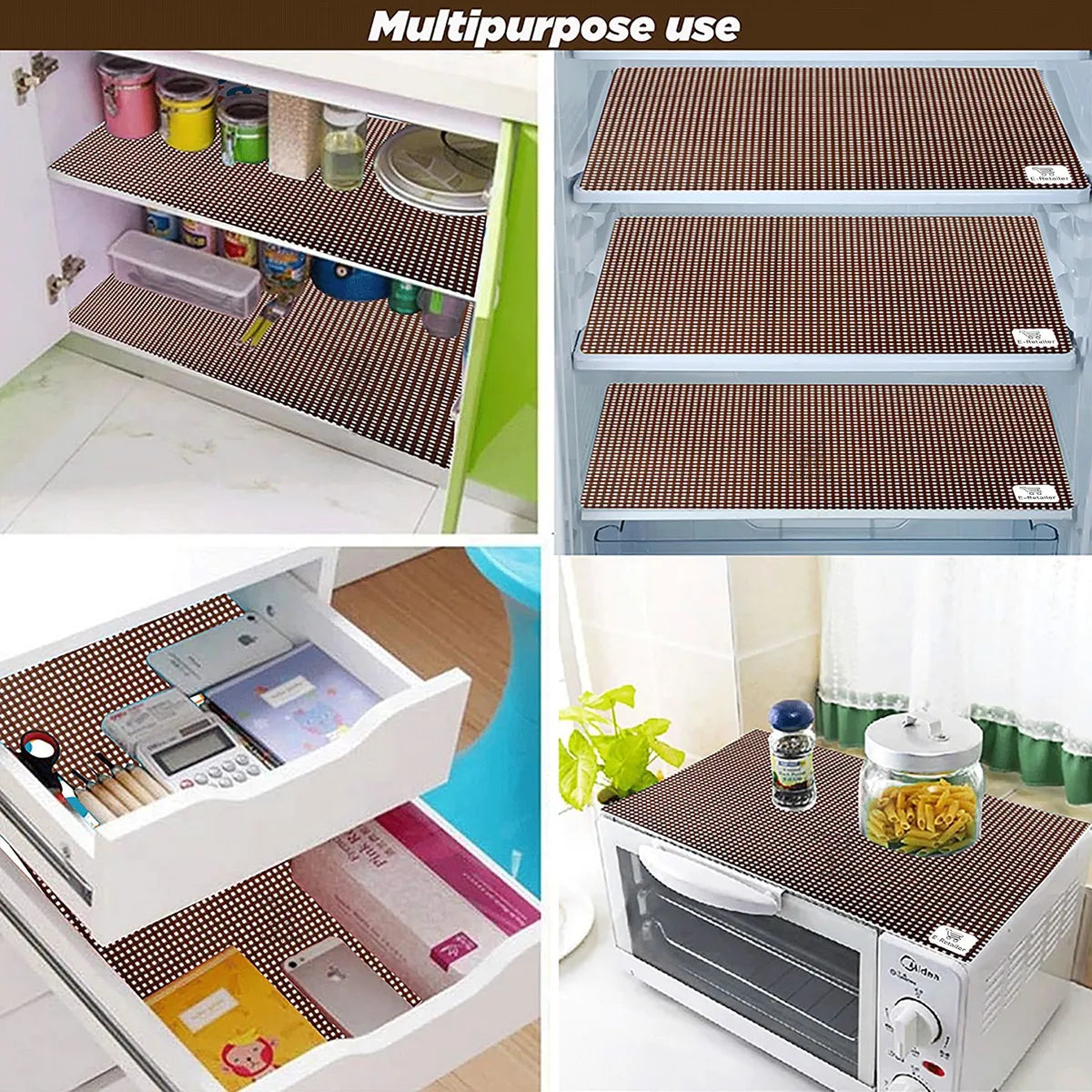 Set of 6 Pcs. Multipurpose Mats/Fridge Mats/Refrigerator Drawer Mats (Material-PP, Color- BROWN , Size-17.5X11.5 Inches) from G DECOR