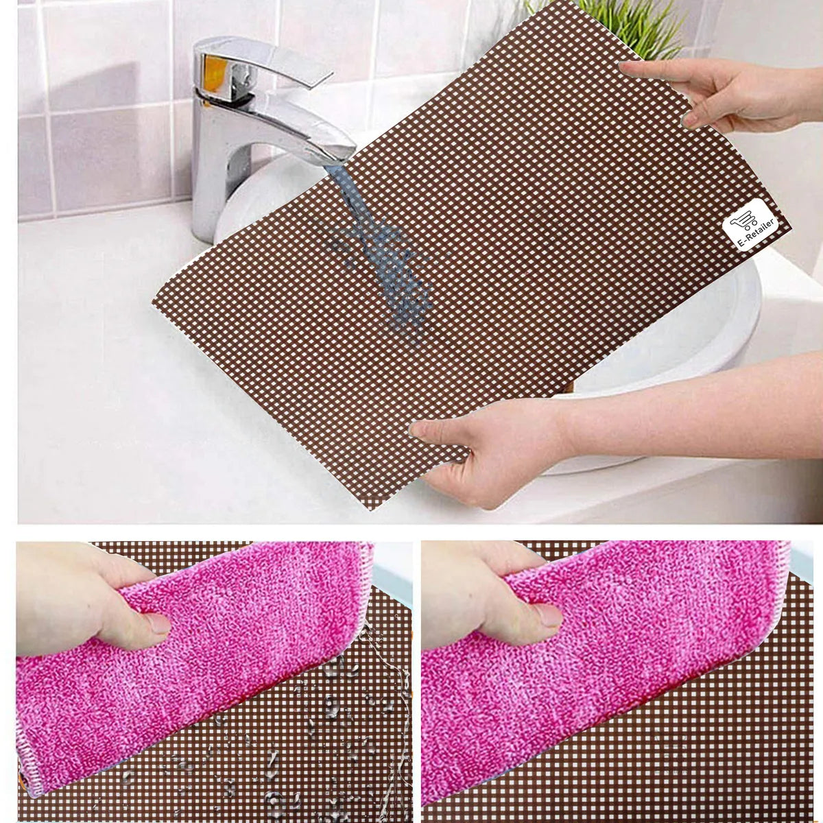 Set of 6 Pcs. Multipurpose Mats/Fridge Mats/Refrigerator Drawer Mats (Material-PP, Color- BROWN , Size-17.5X11.5 Inches) from G DECOR
