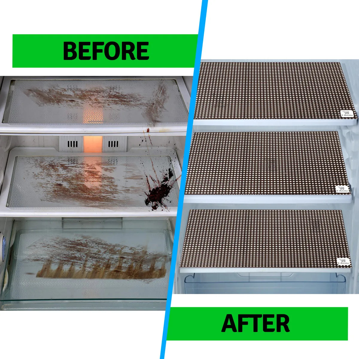 Set of 6 Pcs. Multipurpose Mats/Fridge Mats/Refrigerator Drawer Mats (Material-PP, Color- BROWN , Size-17.5X11.5 Inches) from G DECOR