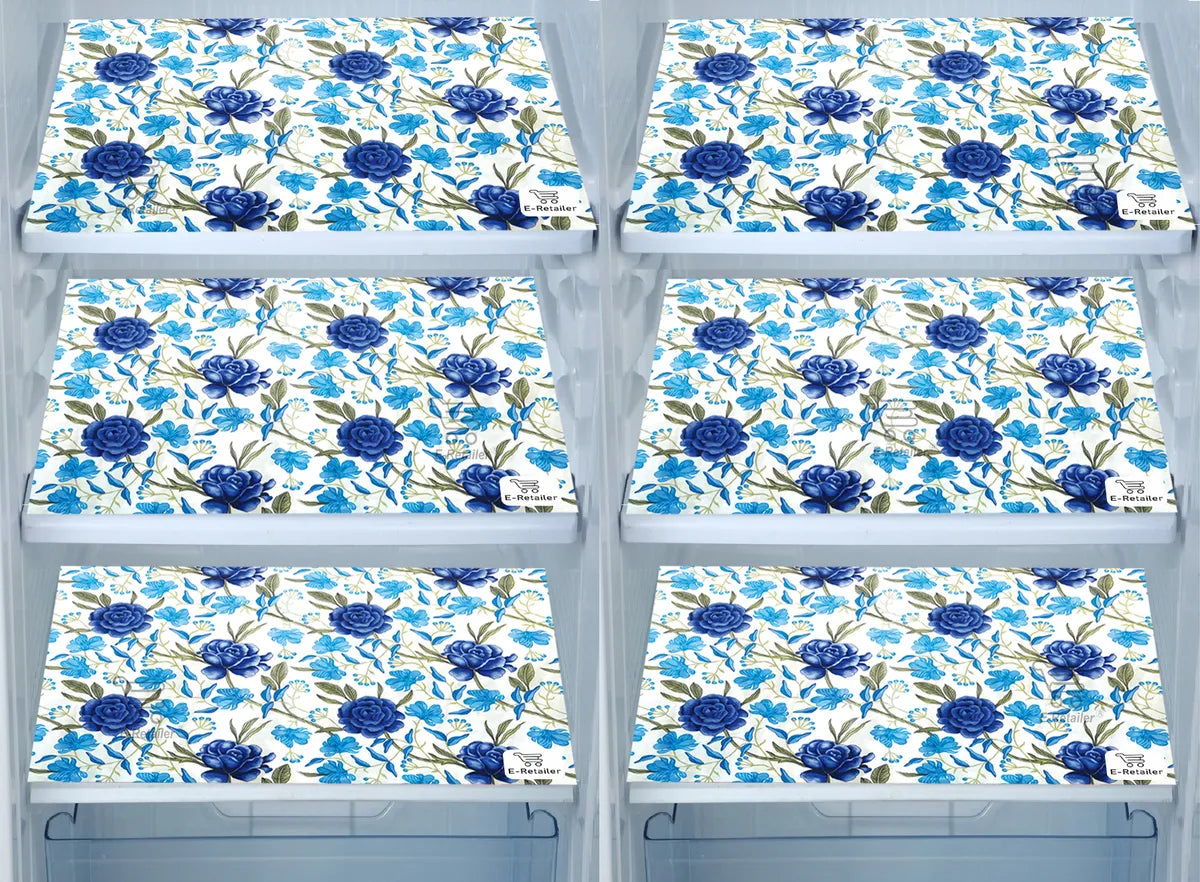 Set of 6 Pcs. Multipurpose Mats/Fridge Mats/Refrigerator Drawer Mats (Material-PP, Color- BLUE , Size-17.5X11.5 Inches) from G DECOR