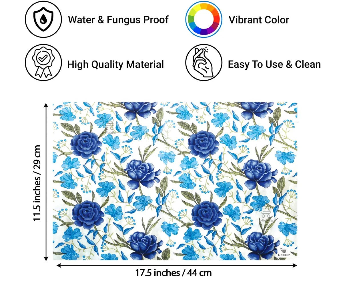 Set of 6 Pcs. Multipurpose Mats/Fridge Mats/Refrigerator Drawer Mats (Material-PP, Color- BLUE , Size-17.5X11.5 Inches) from G DECOR