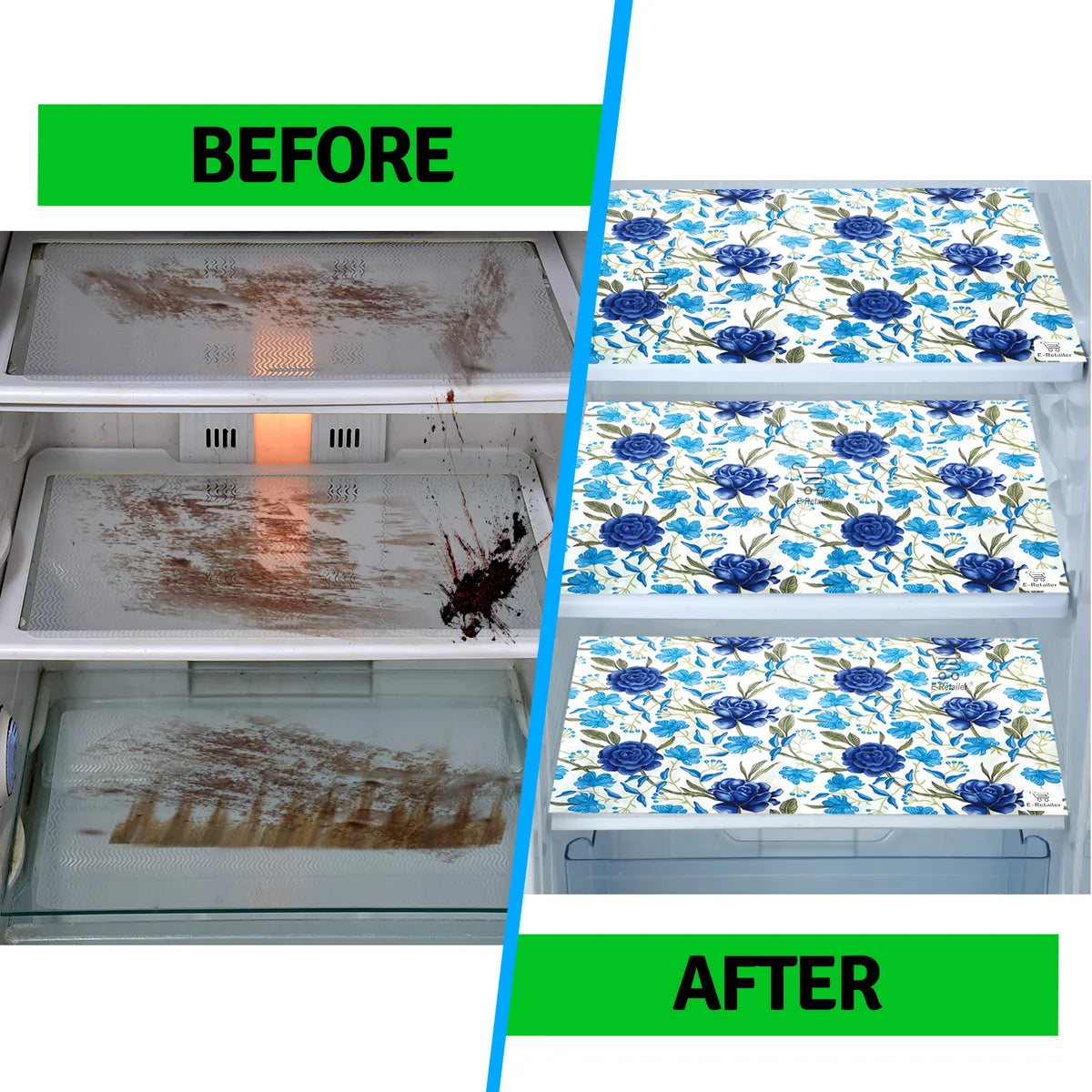 Set of 6 Pcs. Multipurpose Mats/Fridge Mats/Refrigerator Drawer Mats (Material-PP, Color- BLUE , Size-17.5X11.5 Inches) from G DECOR