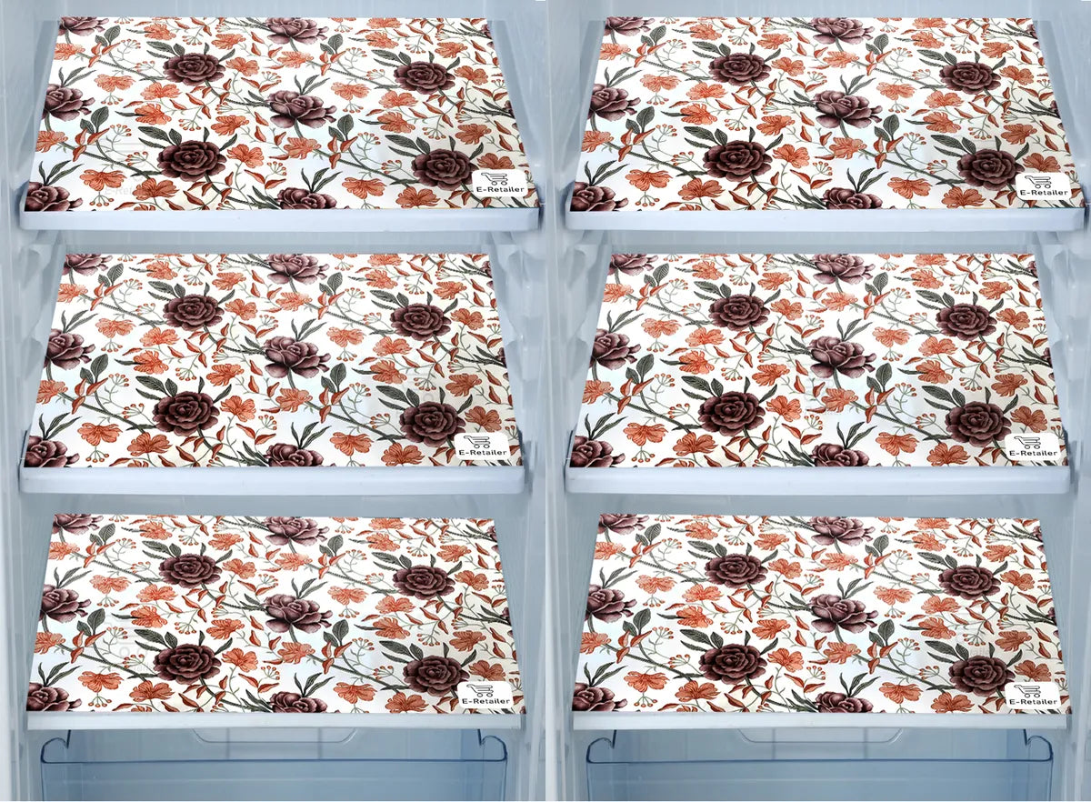 Set of 6 Pcs. Multipurpose Mats/Fridge Mats/Refrigerator Drawer Mats (Material-PP, Color- BROWN , Size-17.5X11.5 Inches) from G DECOR
