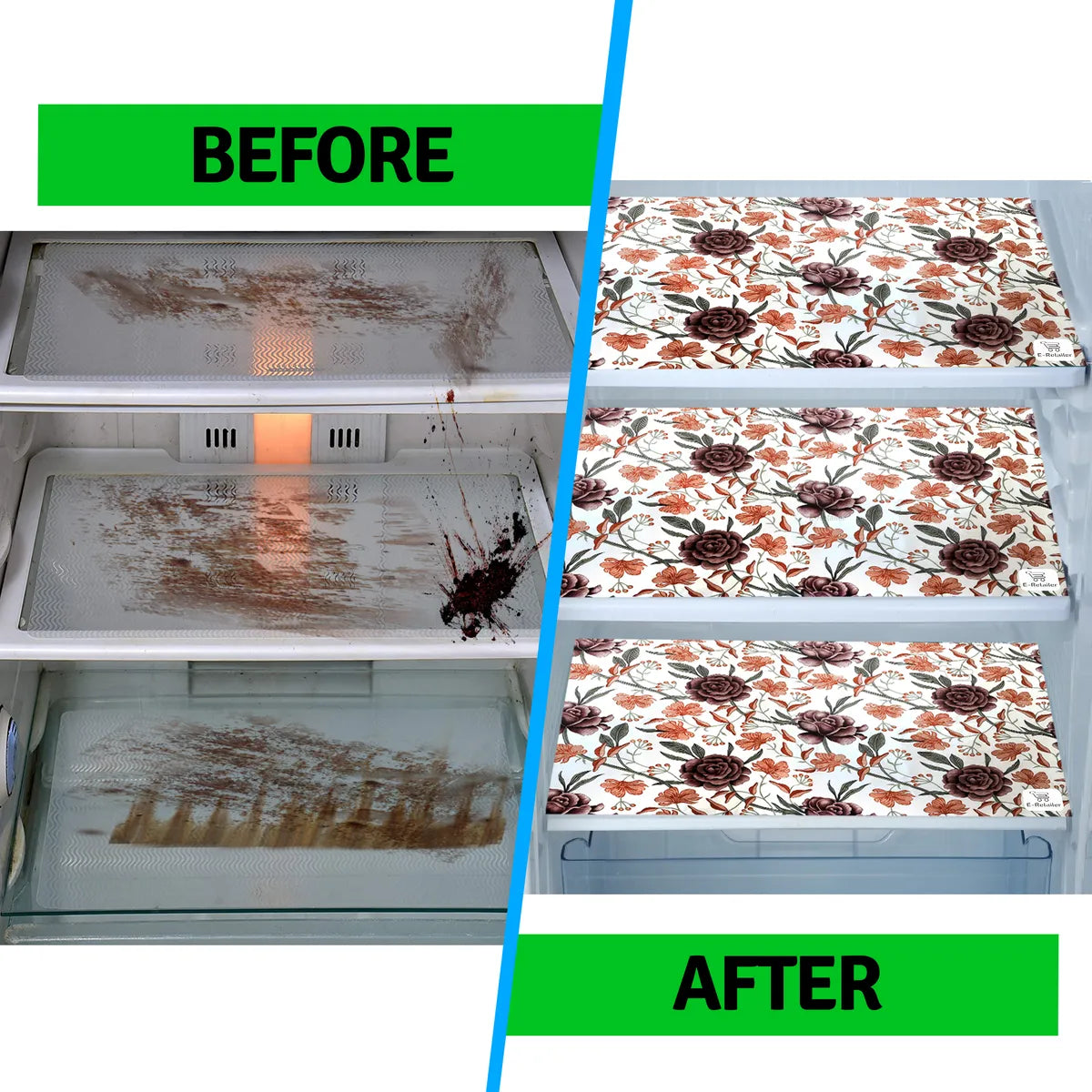Set of 6 Pcs. Multipurpose Mats/Fridge Mats/Refrigerator Drawer Mats (Material-PP, Color- BROWN , Size-17.5X11.5 Inches) from G DECOR